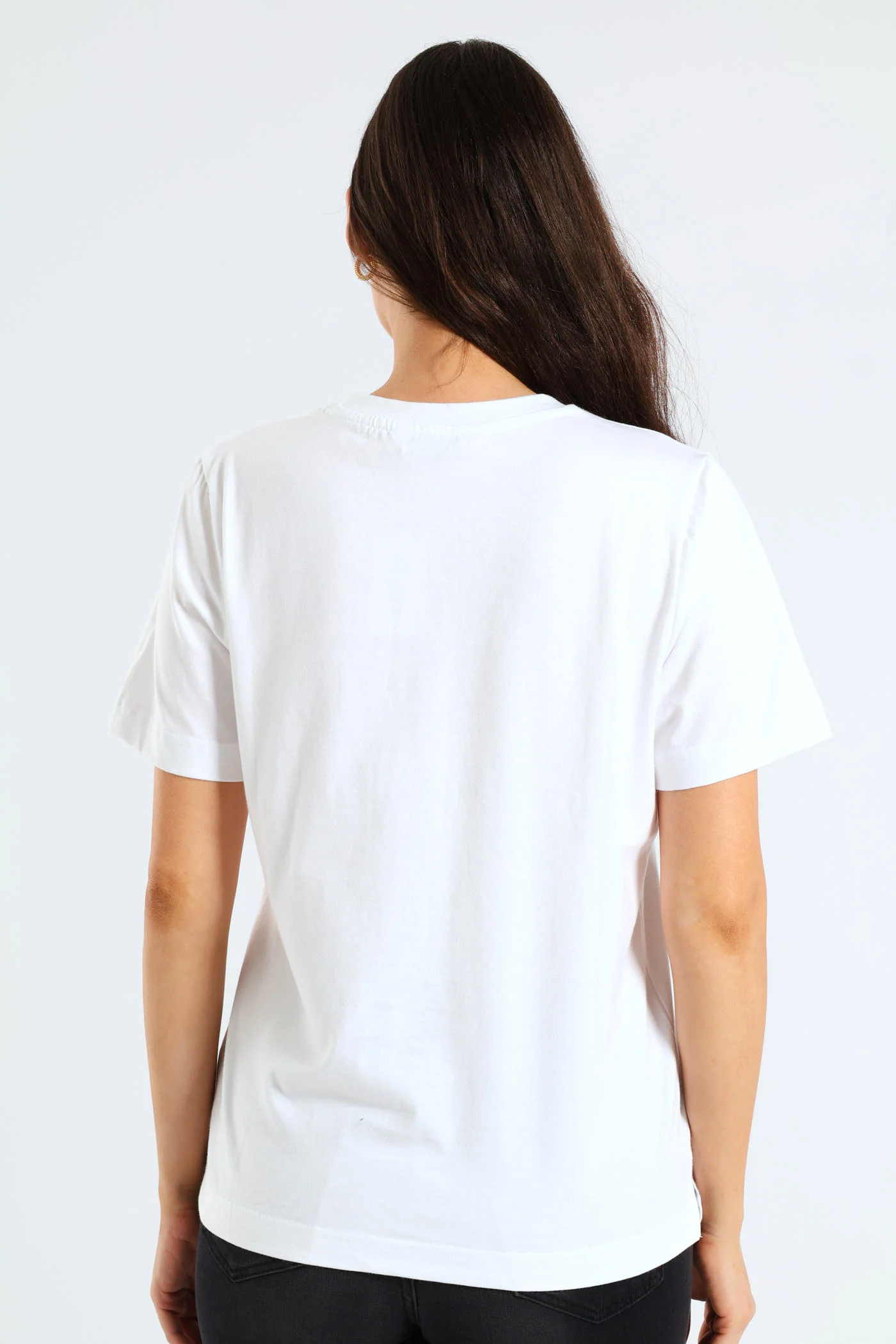 Hair Bow Lady Potrait Rib Neck Boxy Tee - White - Image 4