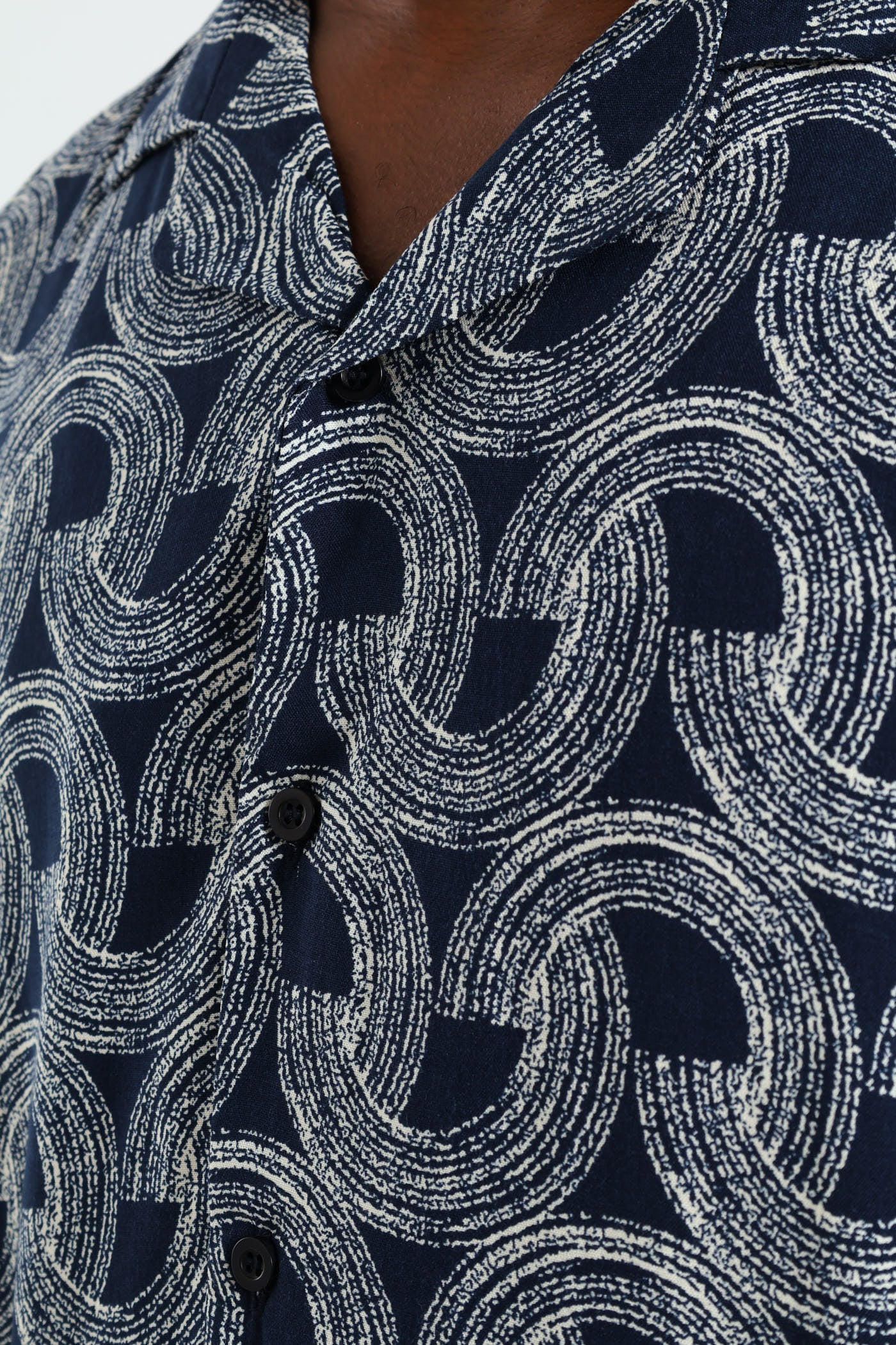 Half Circle Print Shirt - Navy - Image 4