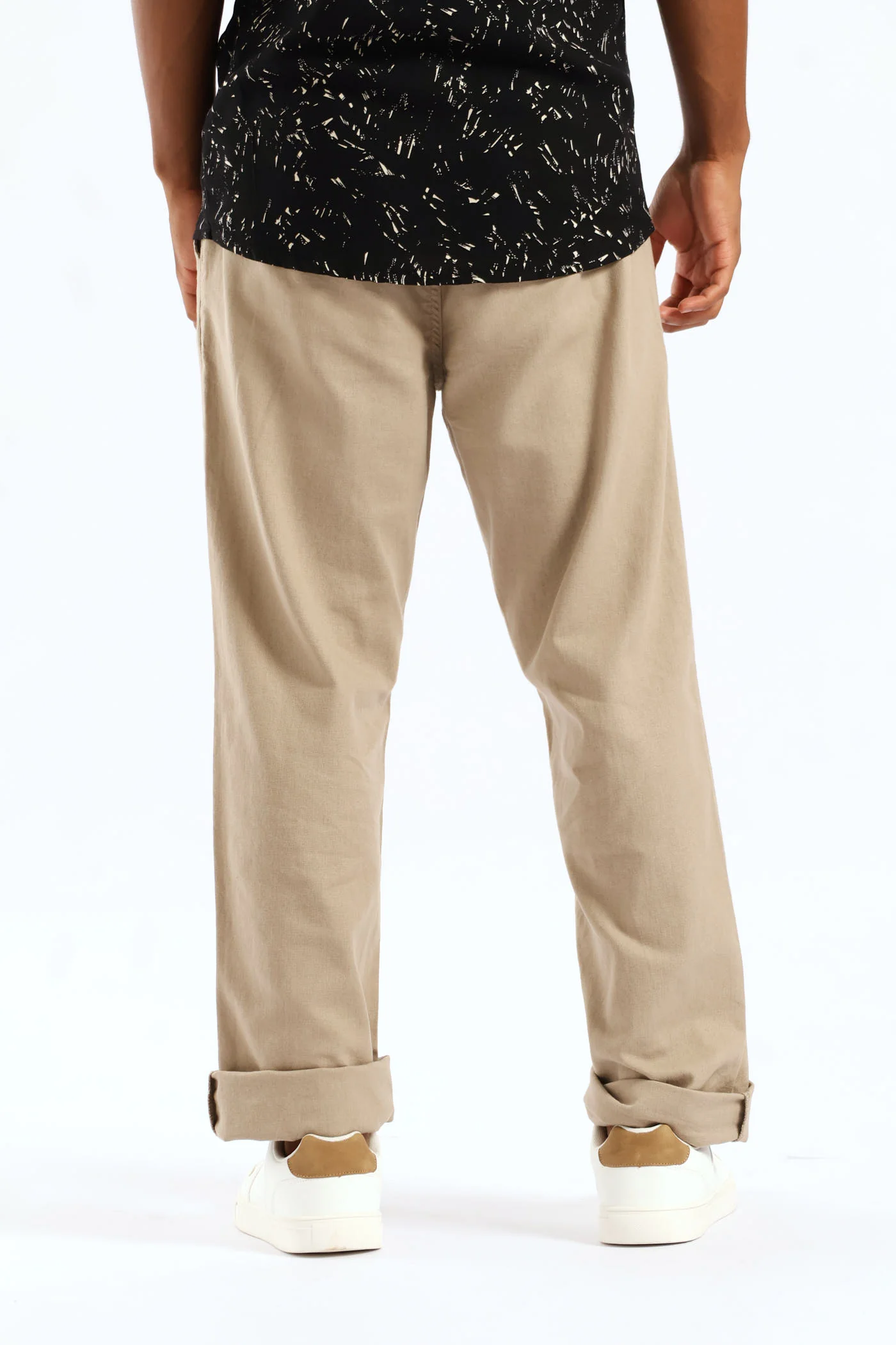 Half Elasticated Linen Look Trouser - Stone - Image 4