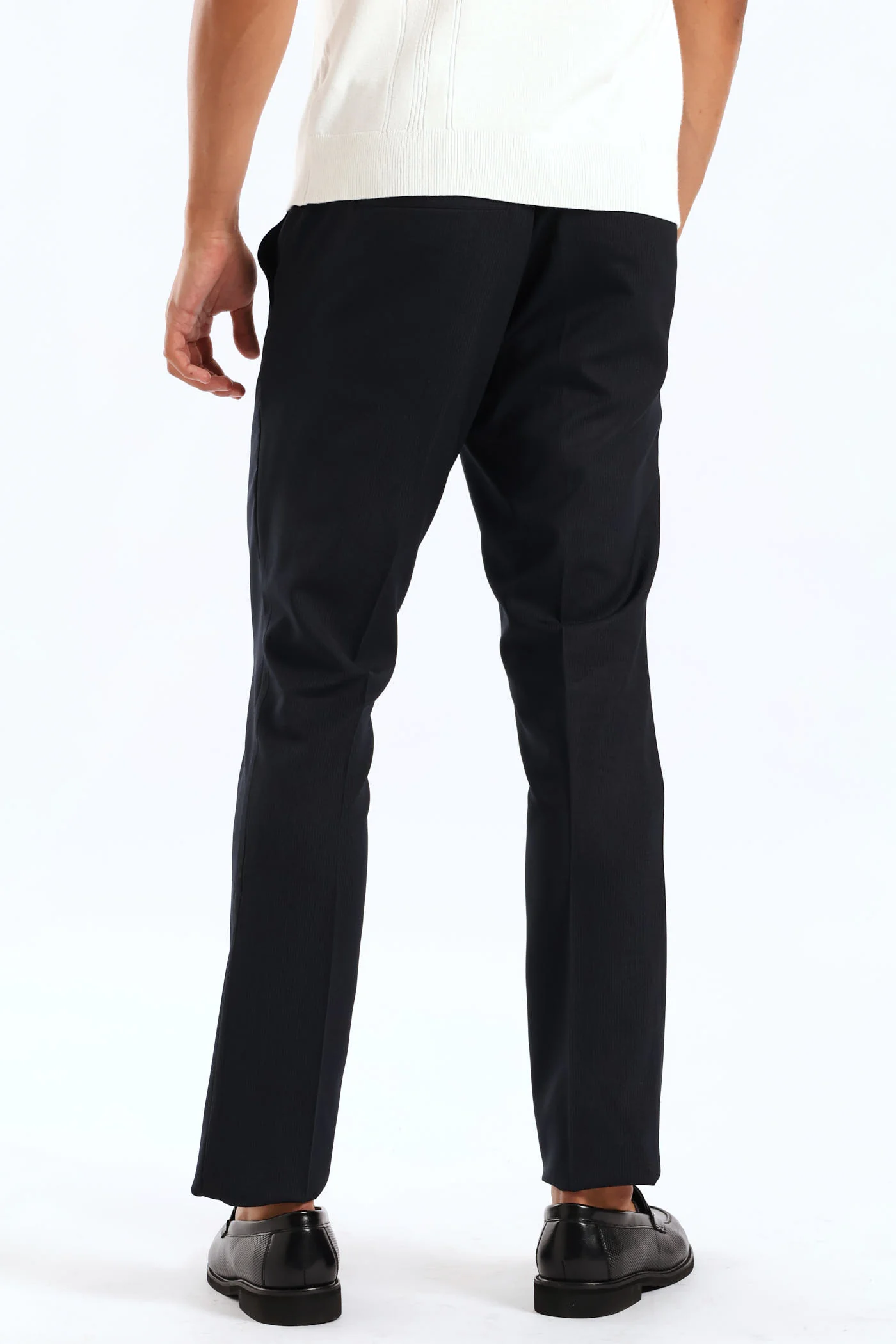 Half Elasticated Pin Stripe Slim Trouser - Black - Image 5