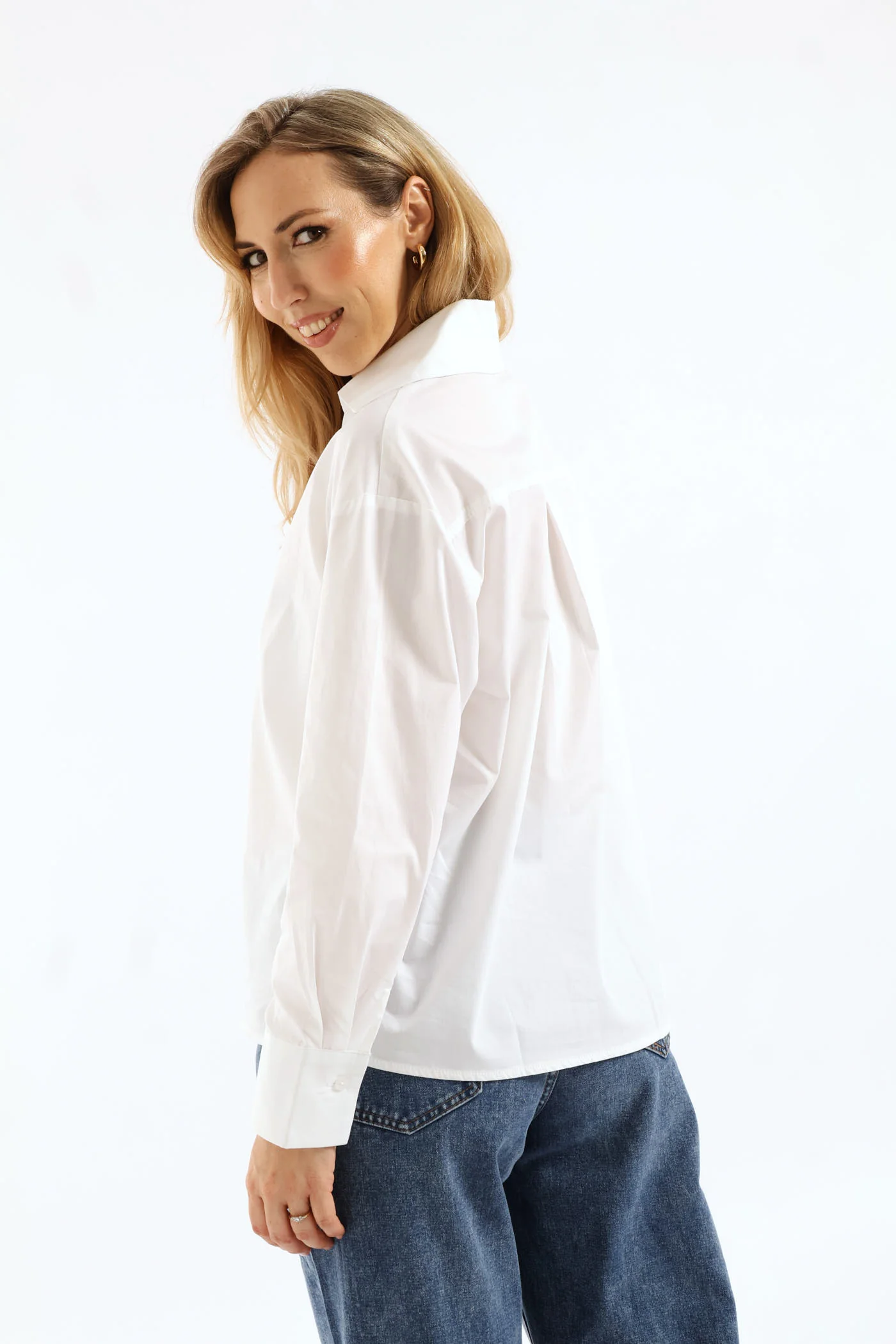 Half Placket Cutaway Popover Poplin Shirt - White - Image 5