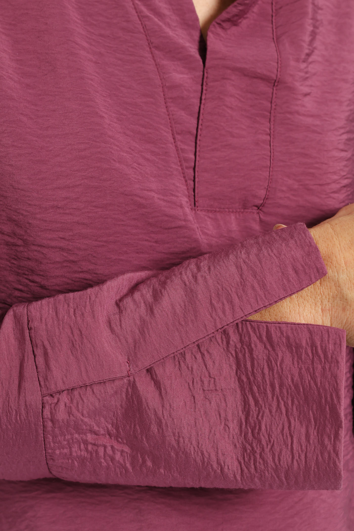 Half Placket Popover Blouse - Grape - Image 2