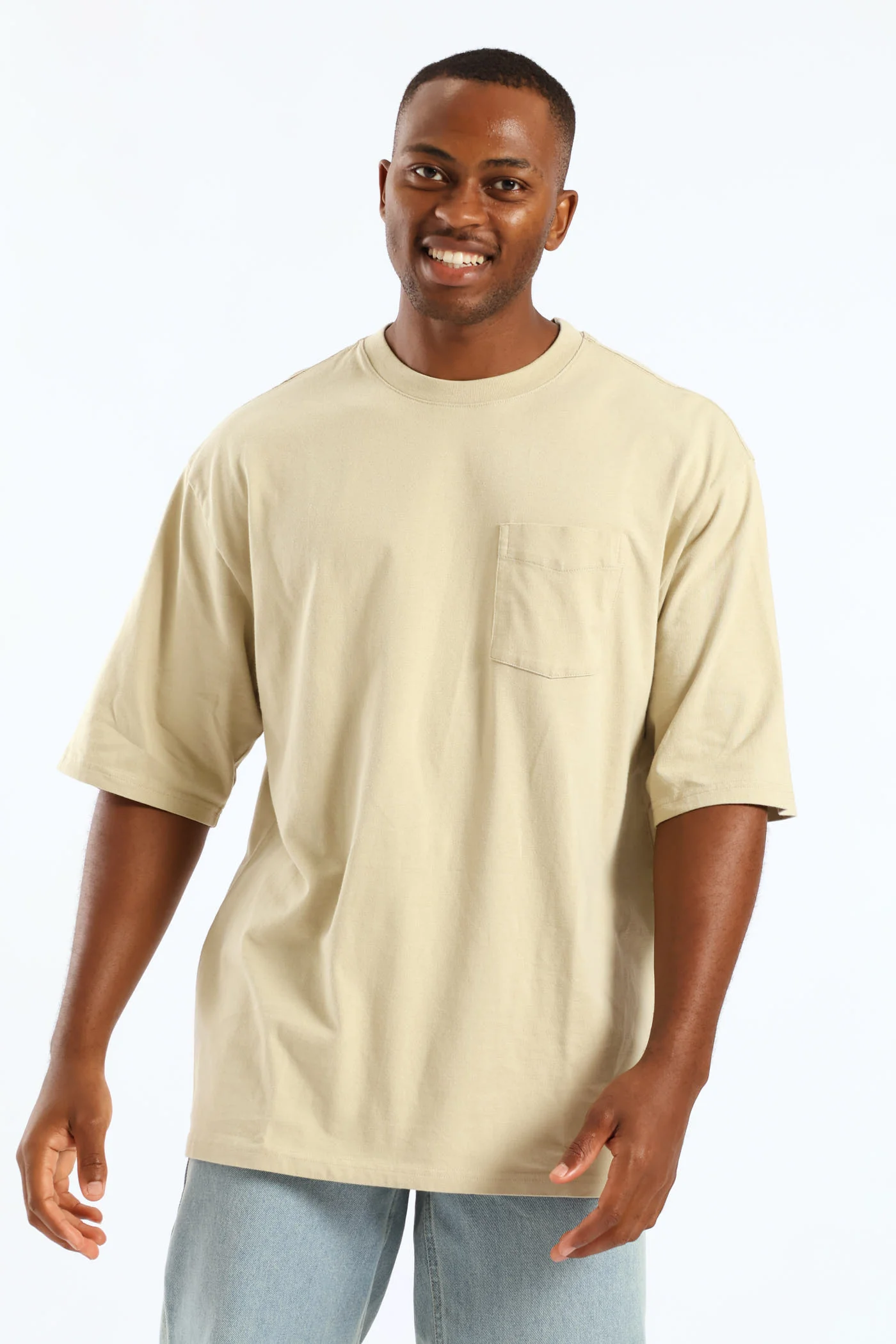 Half Sleeve Pocket Tee - Stone - Image 4