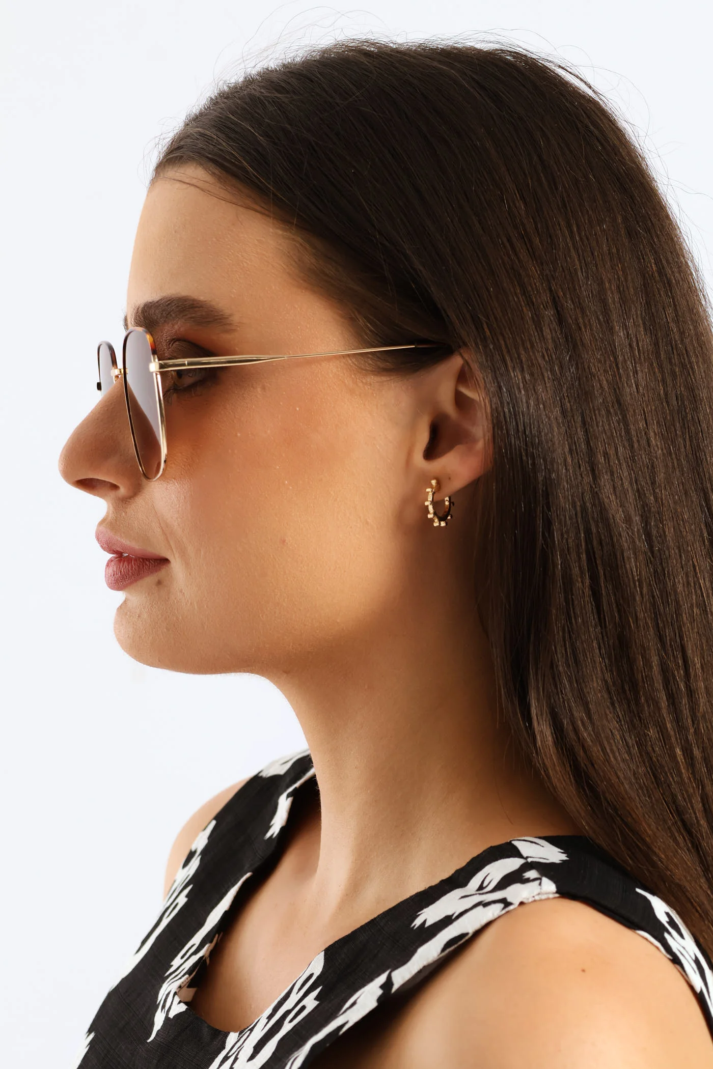 Half Trim Square Frame Sunglasses - Gold - Image 3