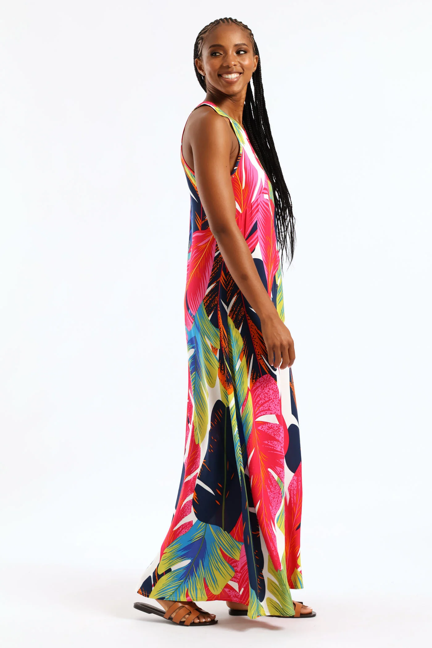 Halter Neck Shift Maxi Dress - Multi - Image 3