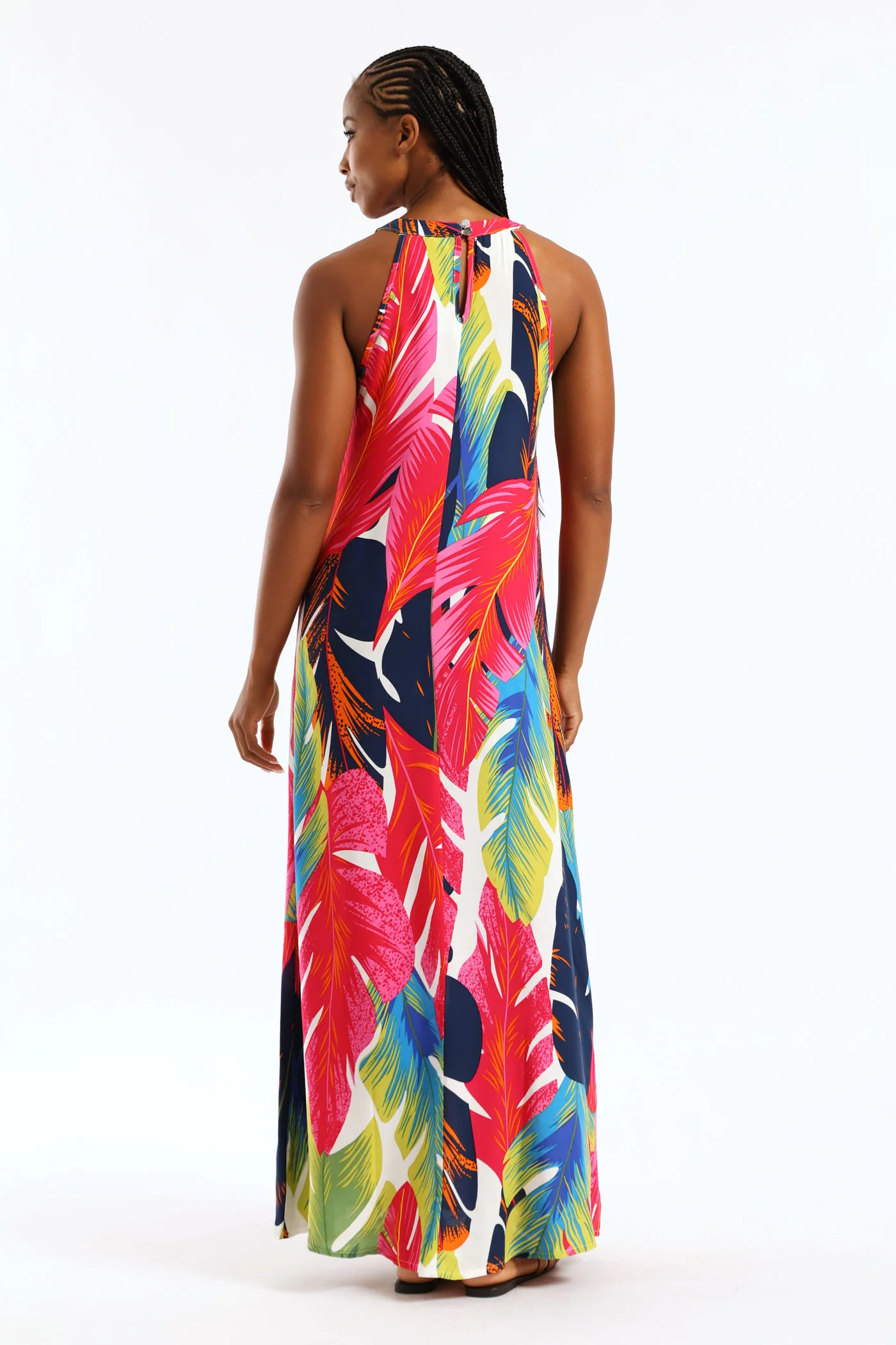 Halter Neck Shift Maxi Dress - Multi - Image 4