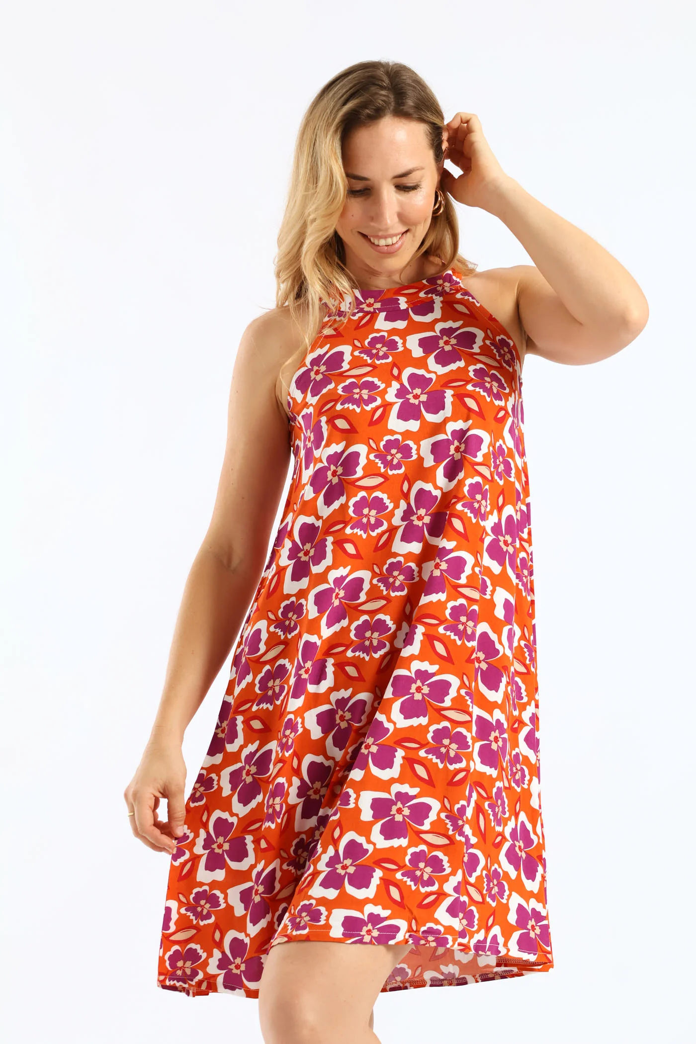 Halter Swing Mini Dress - Burnt Orange - Image 3