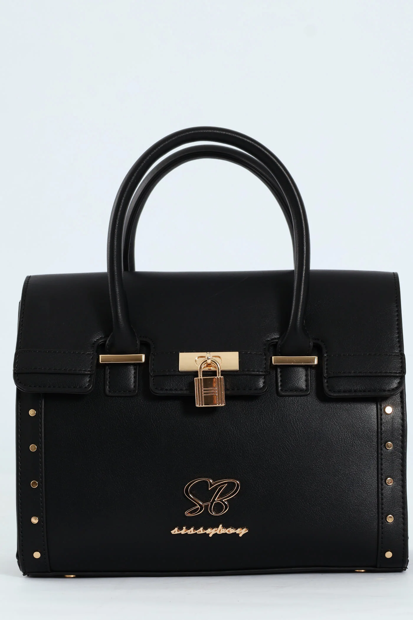 Handbag With Lock Detail - Black - Image 4