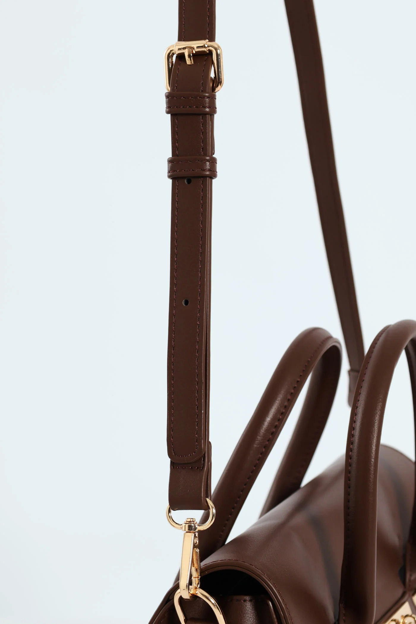 Handbag With Lock Detail - Chocolate - Image 6