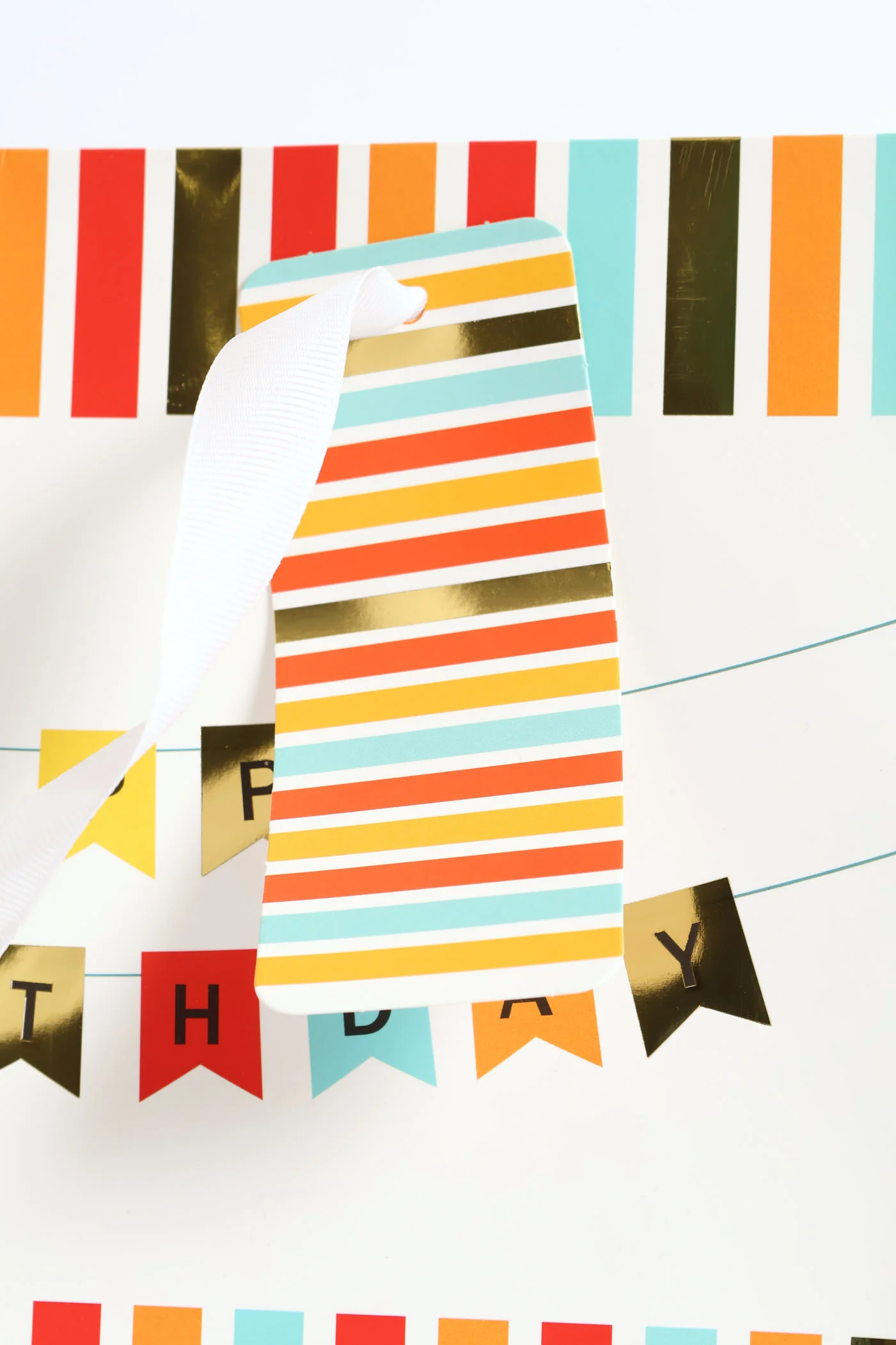 Small Happy Birthday Banner Gift Bag - Orange - Image 3