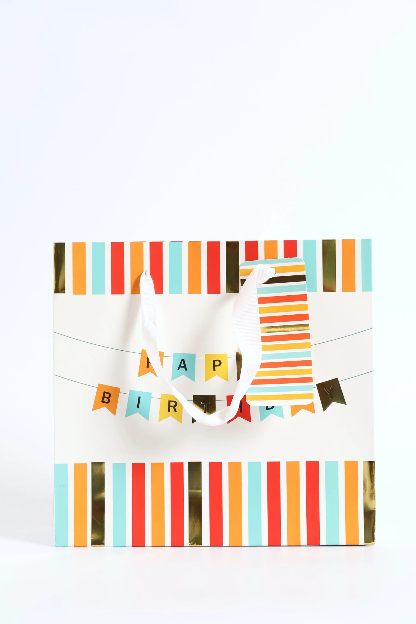 Small Happy Birthday Banner Gift Bag - Orange - Image 4