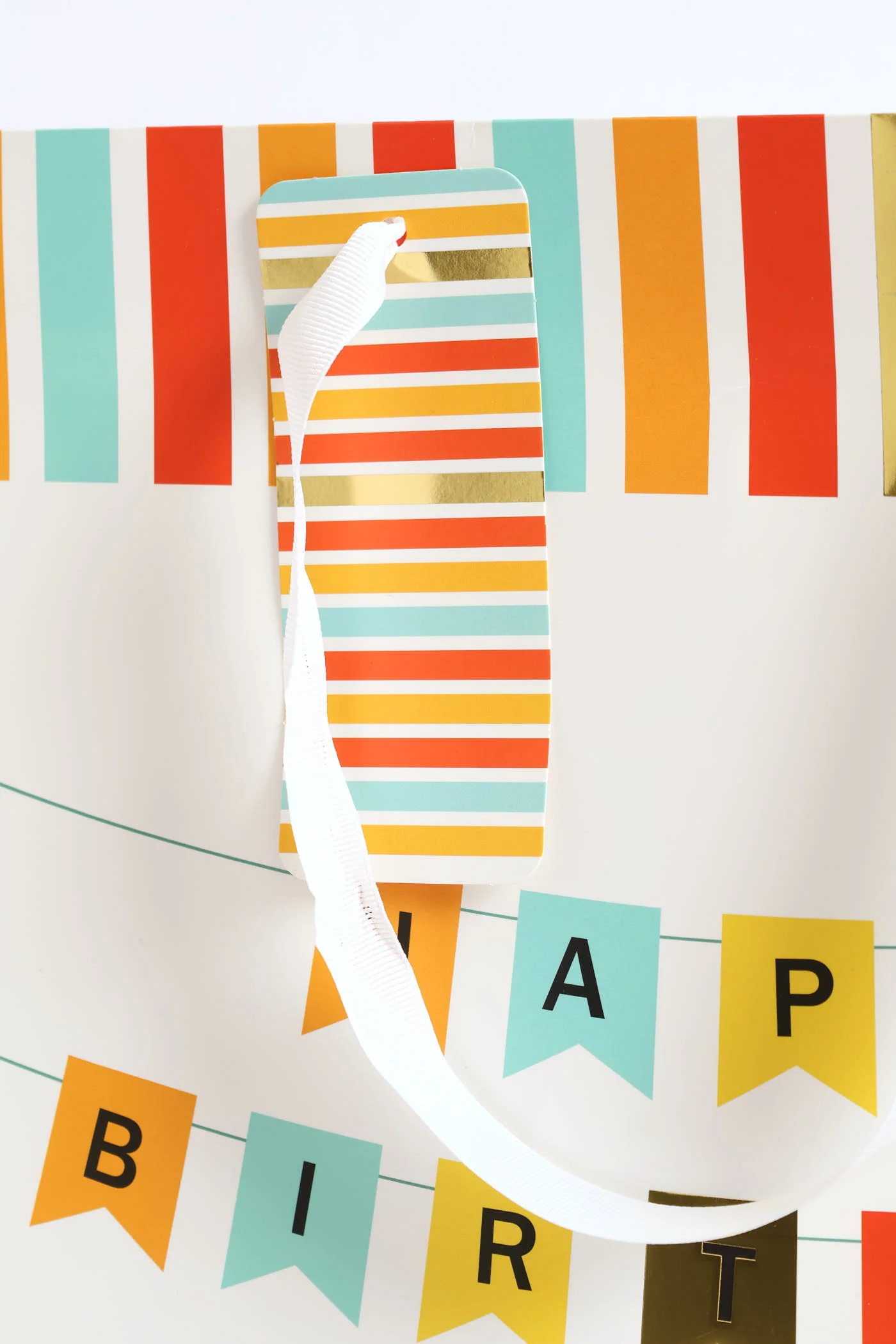 Medium Happy Birthday Banner Gift Bag - Orange - Image 4