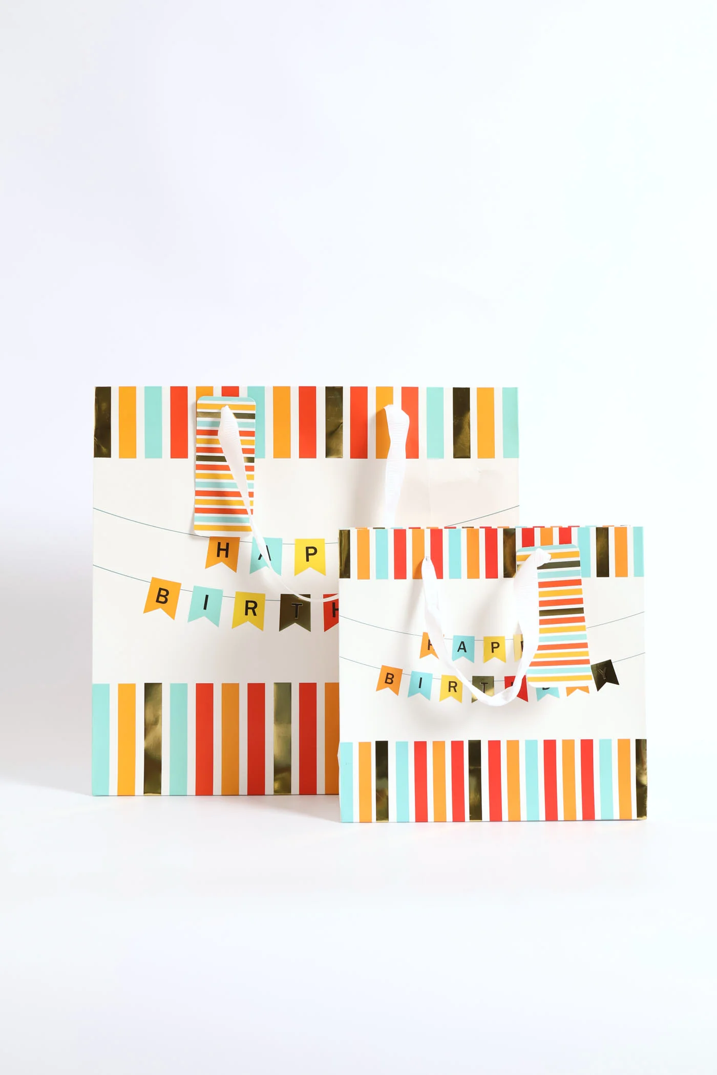 Small Happy Birthday Banner Gift Bag - Orange - Image 5