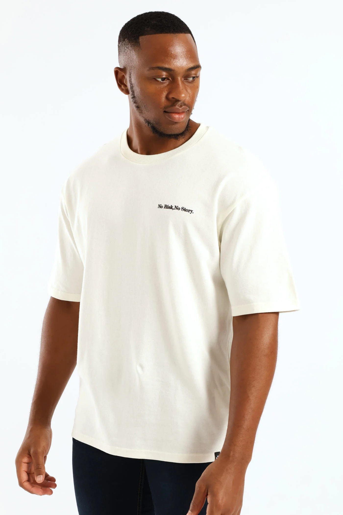 Happy Life Oversize Print Tee - Ecru - Image 3