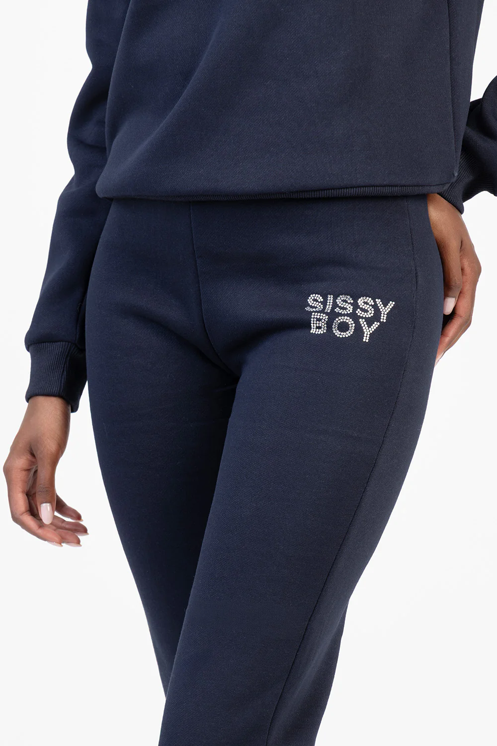 Hard To Forget Bling Detail Athleisure Tracksuit Pants - Navy - Image 2