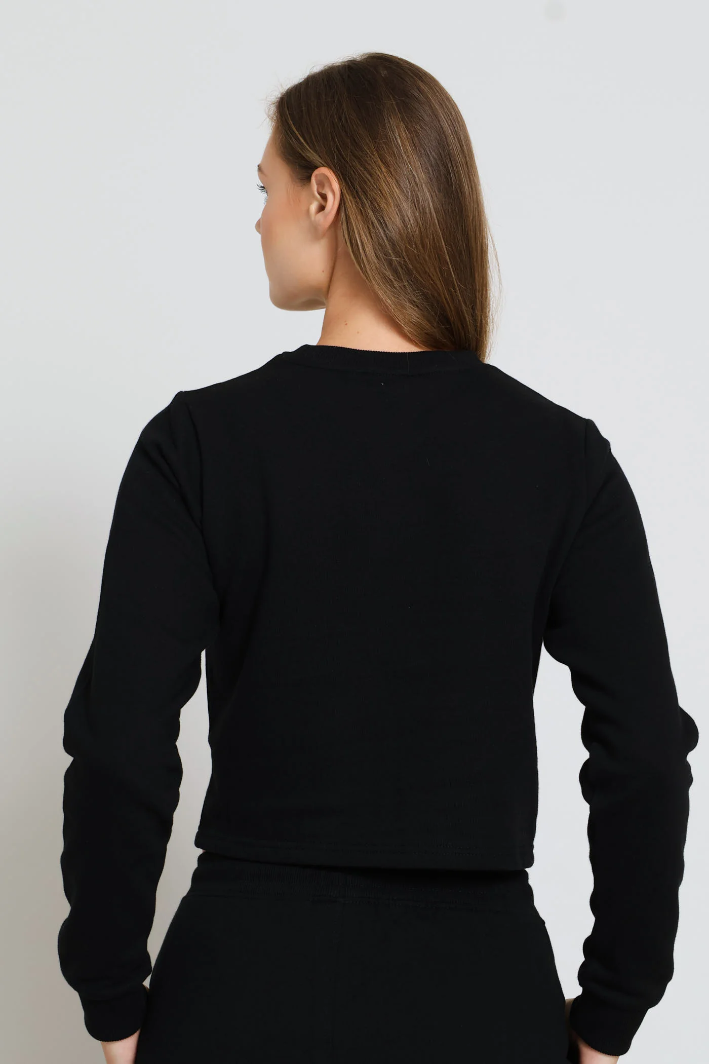 Harper Crew Neck Cropped Sweatshirt - Black - Image 4