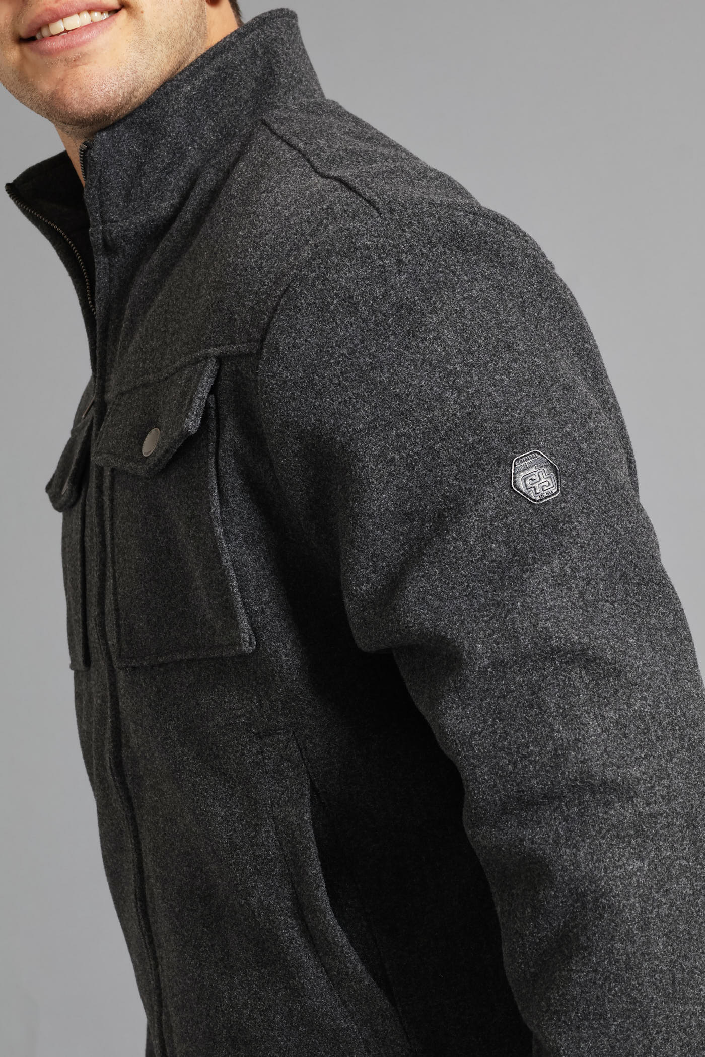 Harrington Melton Jacket - Charcoal - Image 2