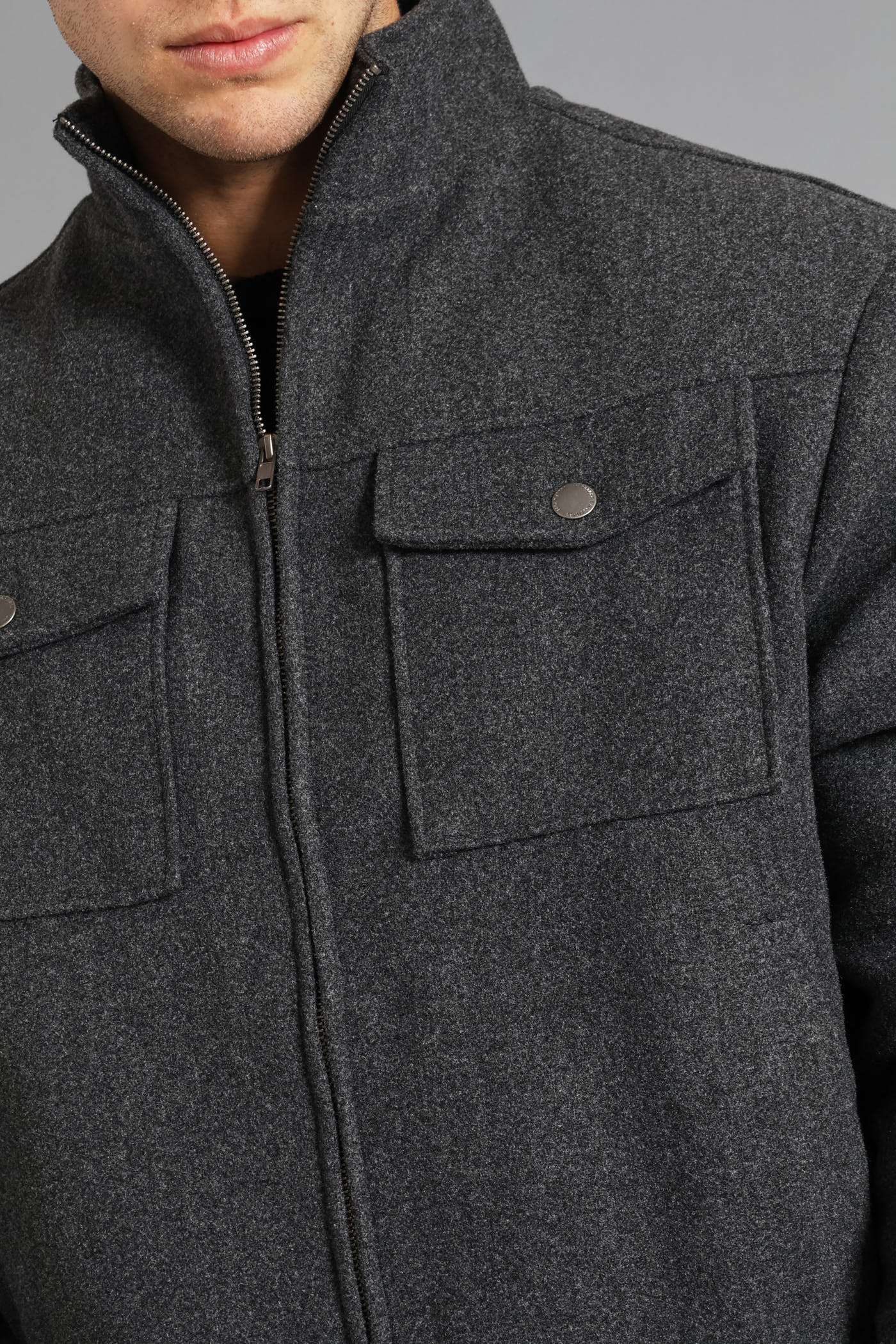 Harrington Melton Jacket - Charcoal - Image 3