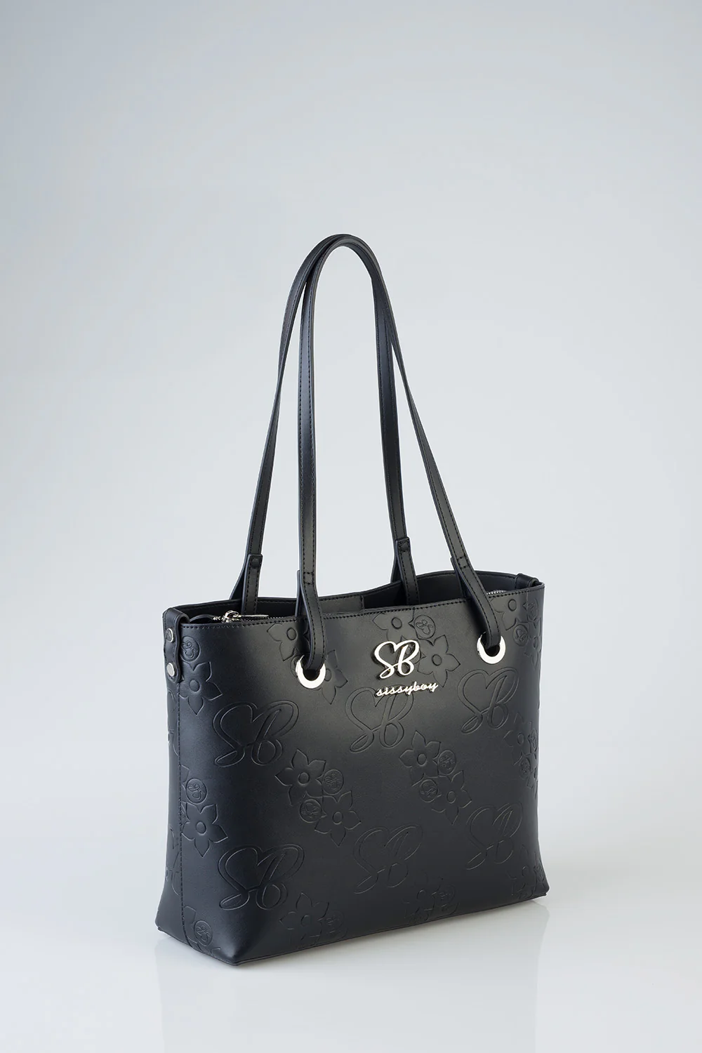 Debossed Print Hayley Handbag Tote - Black - Image 2