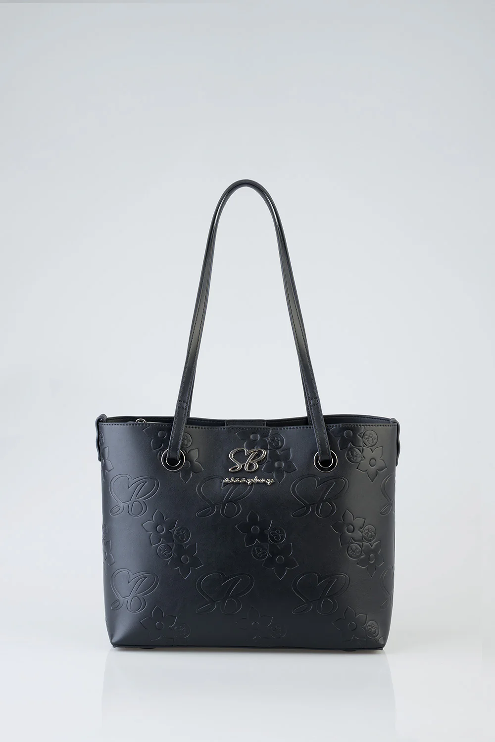Debossed Print Hayley Handbag Tote - Black - Image 4