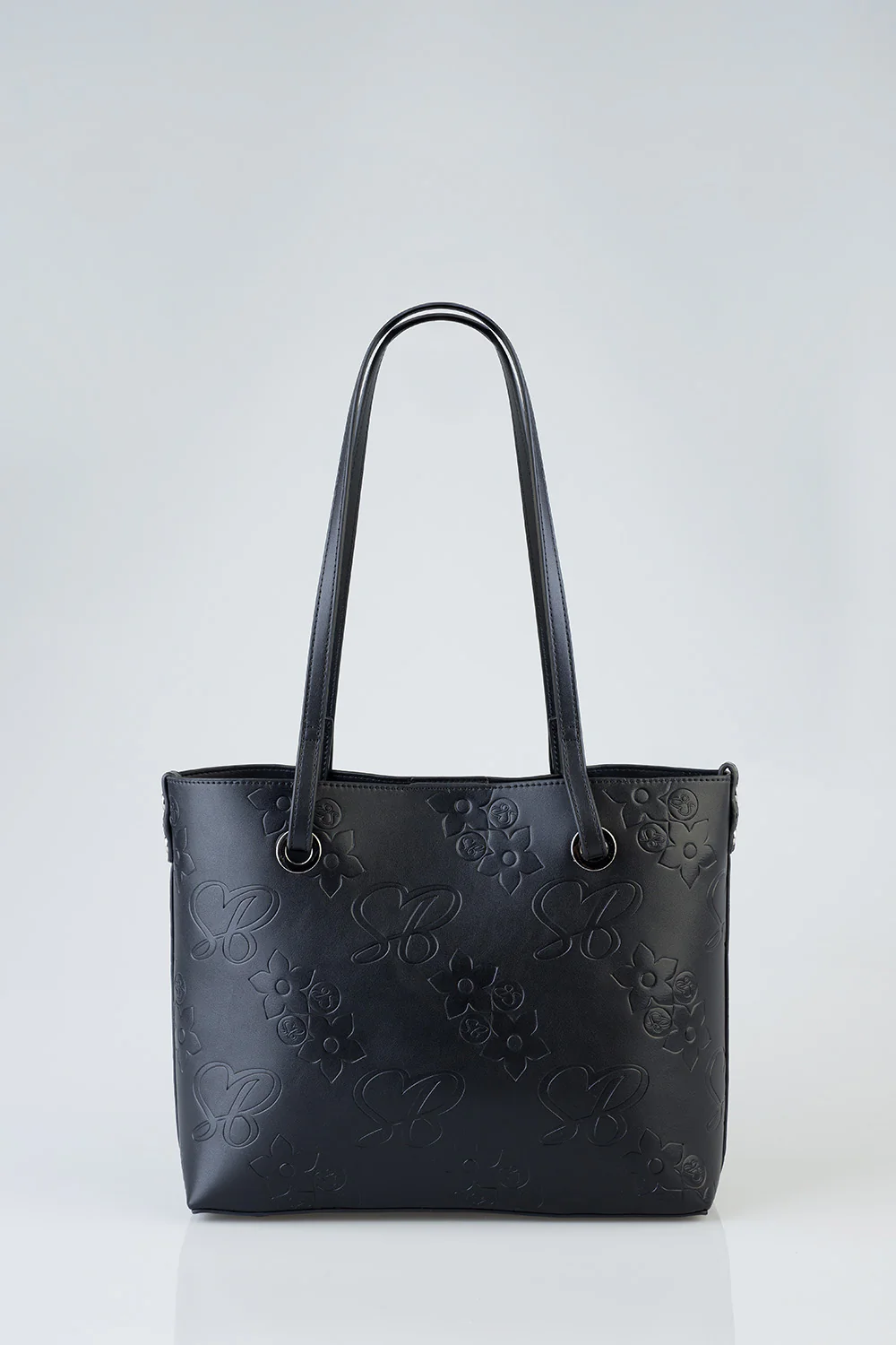 Debossed Print Hayley Handbag Tote - Black - Image 5