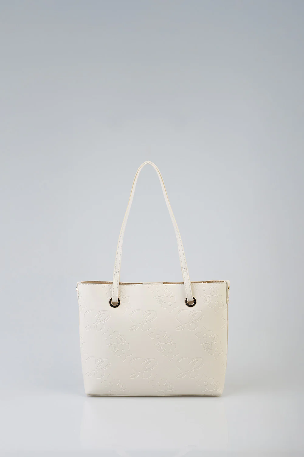 Debossed Print Hayley Handbag Tote - Cream - Image 4