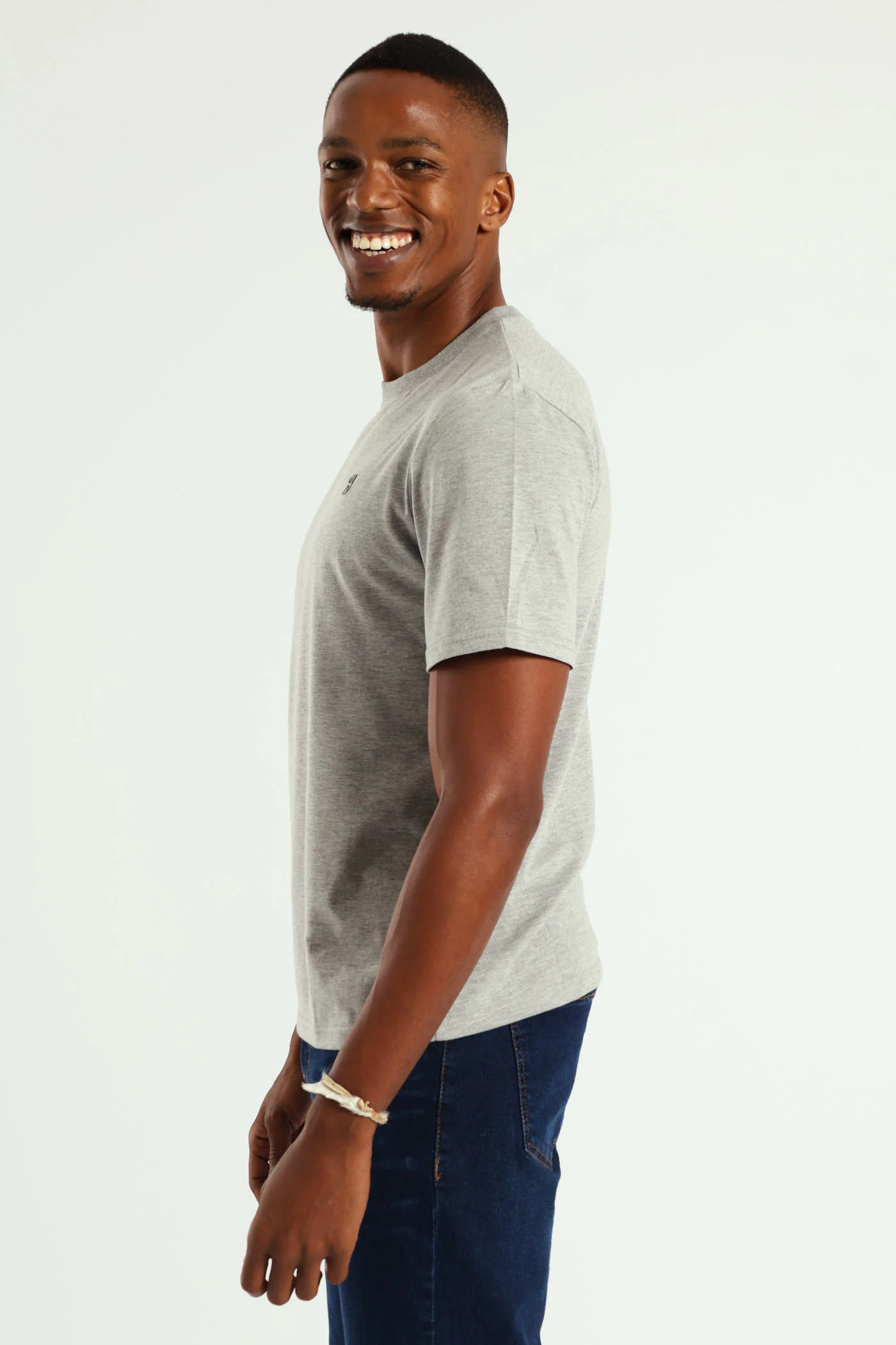 HD Basic Crew Neck Tee - Grey Melange - Image 2