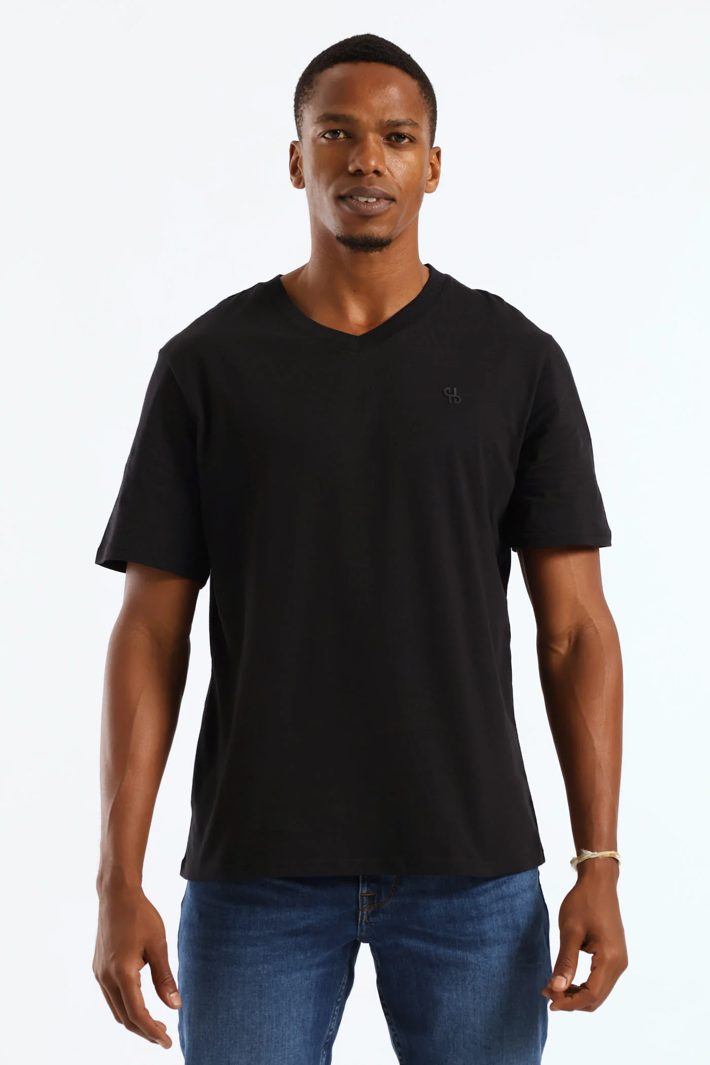 Hd Basic V-Neck T-Shirt - Black - Image 2