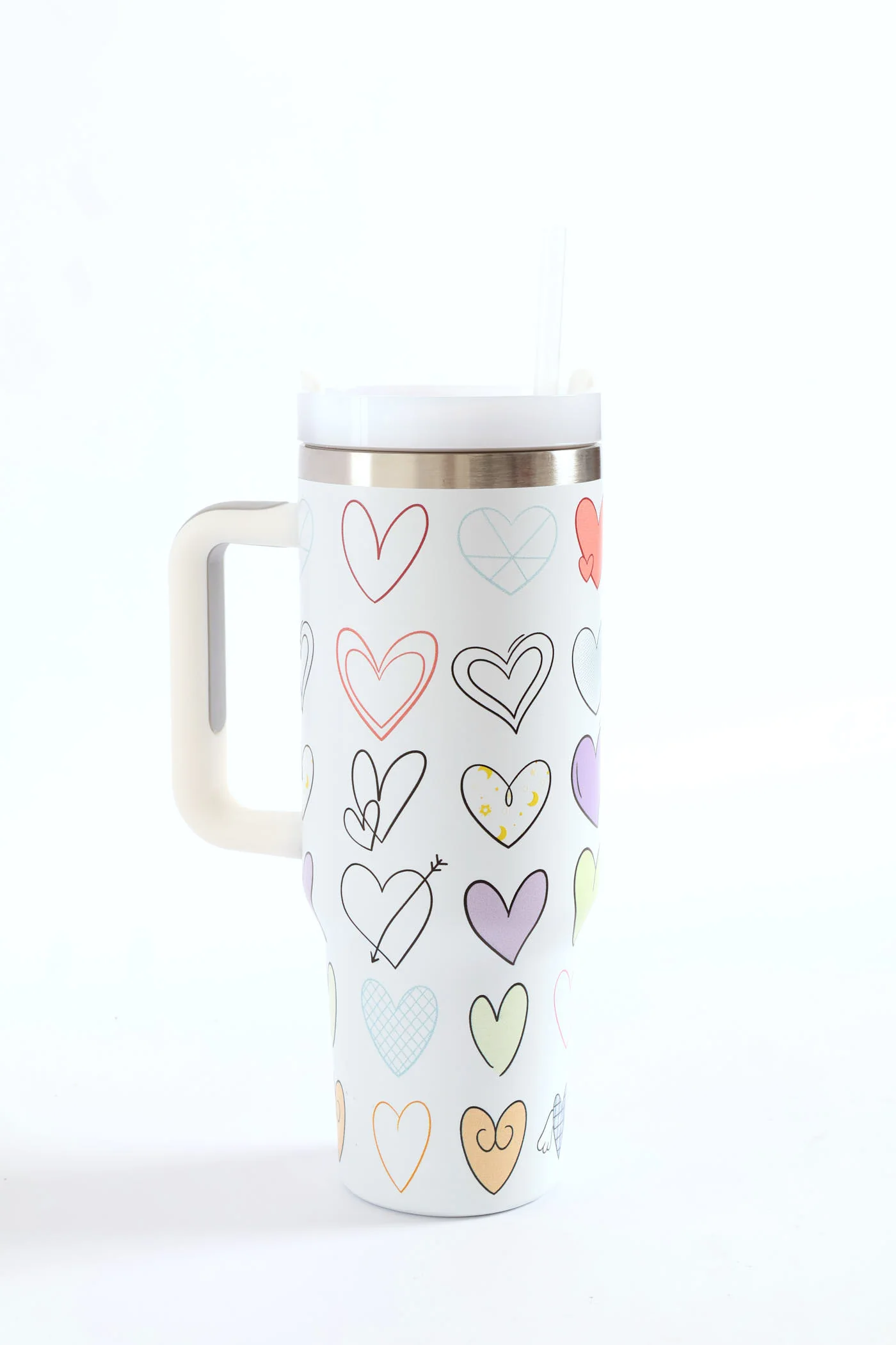 Heart Print Cup 1200ML - White - Image 3