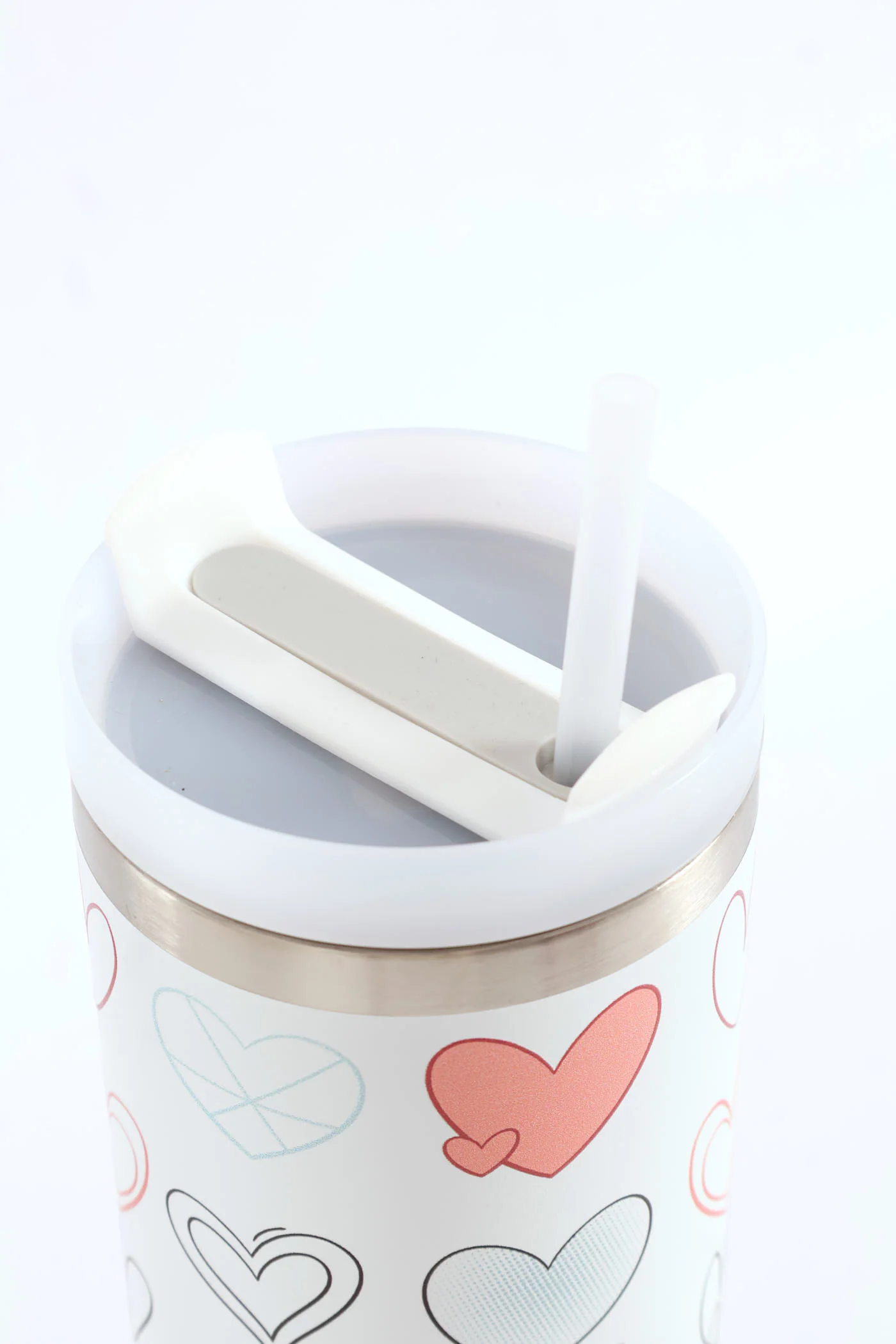 Heart Print Cup 1200ML - White - Image 4