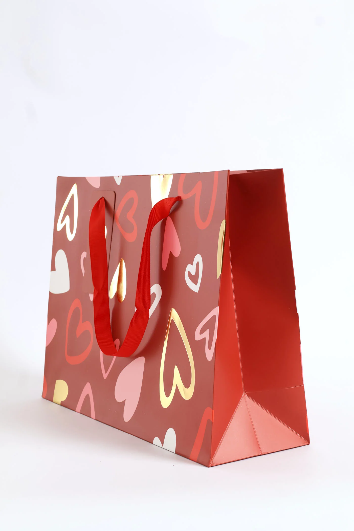 Heart Print Gift Bag Medium - Red - Image 2