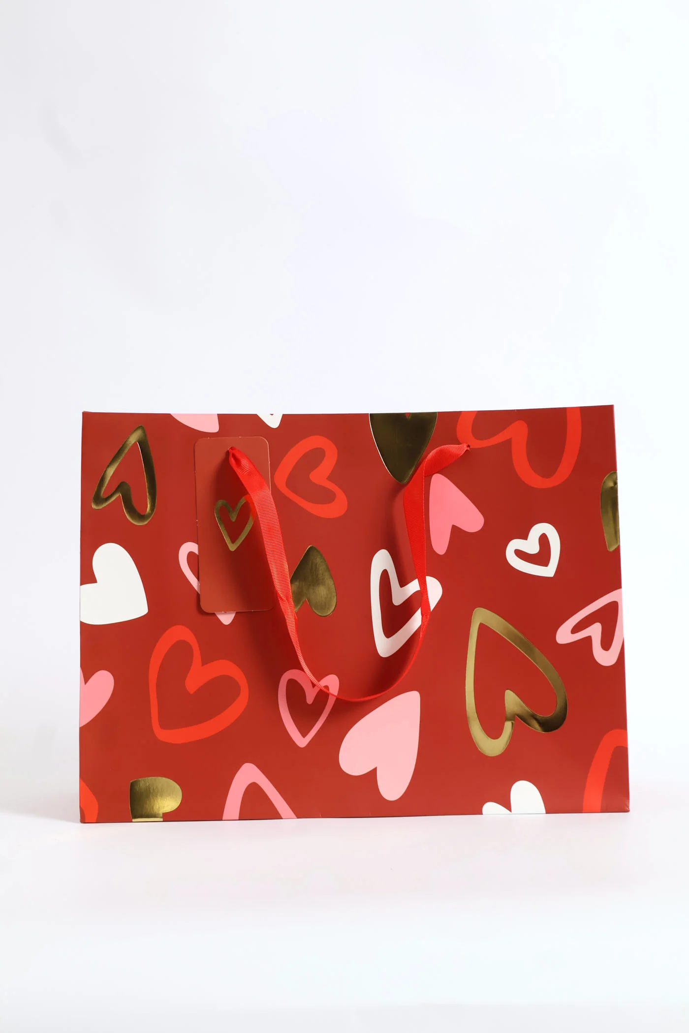 Heart Print Gift Bag Medium - Red - Image 3