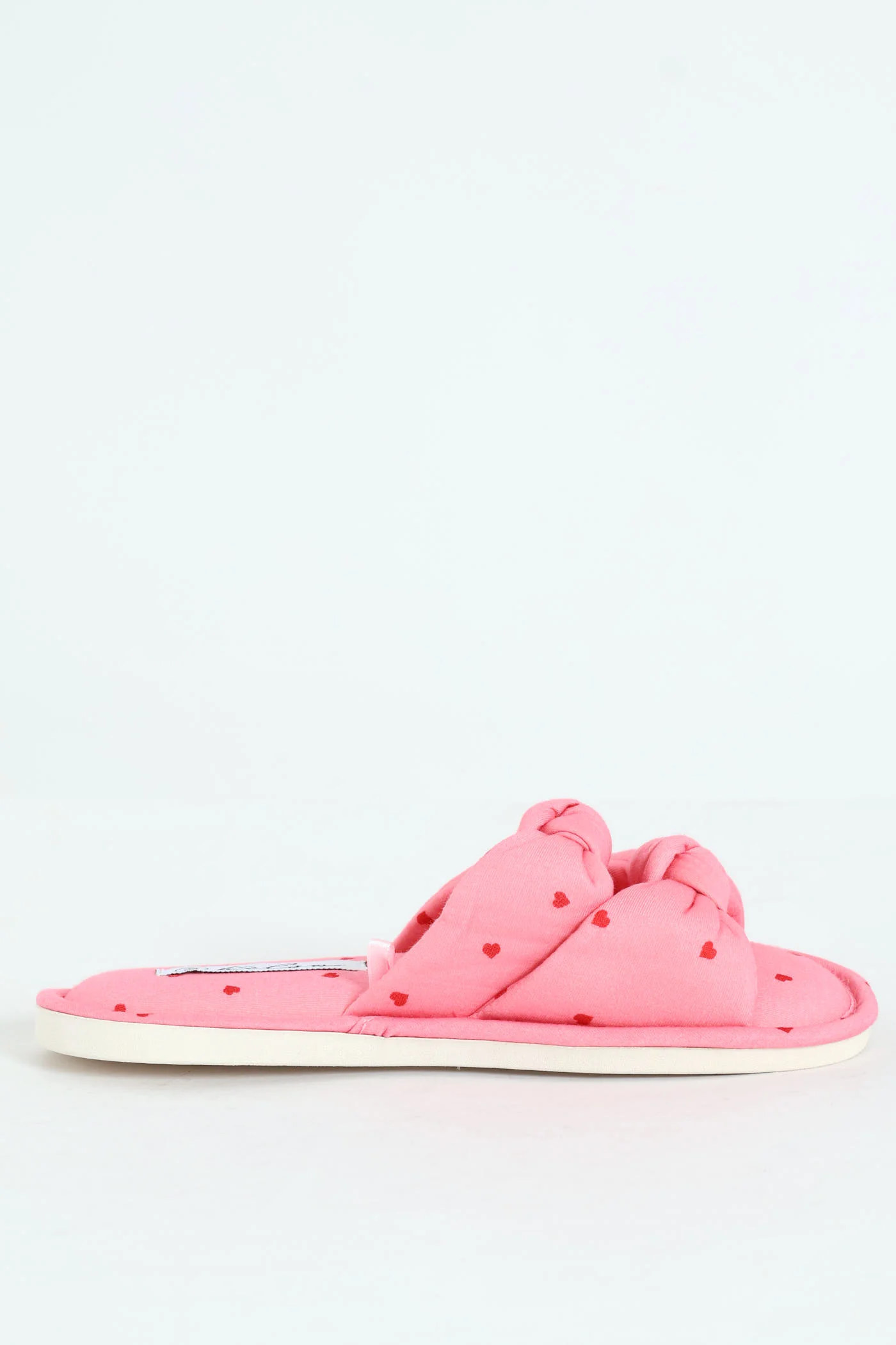 Heart Print Knotted Mule Slipper - Pink - Image 3