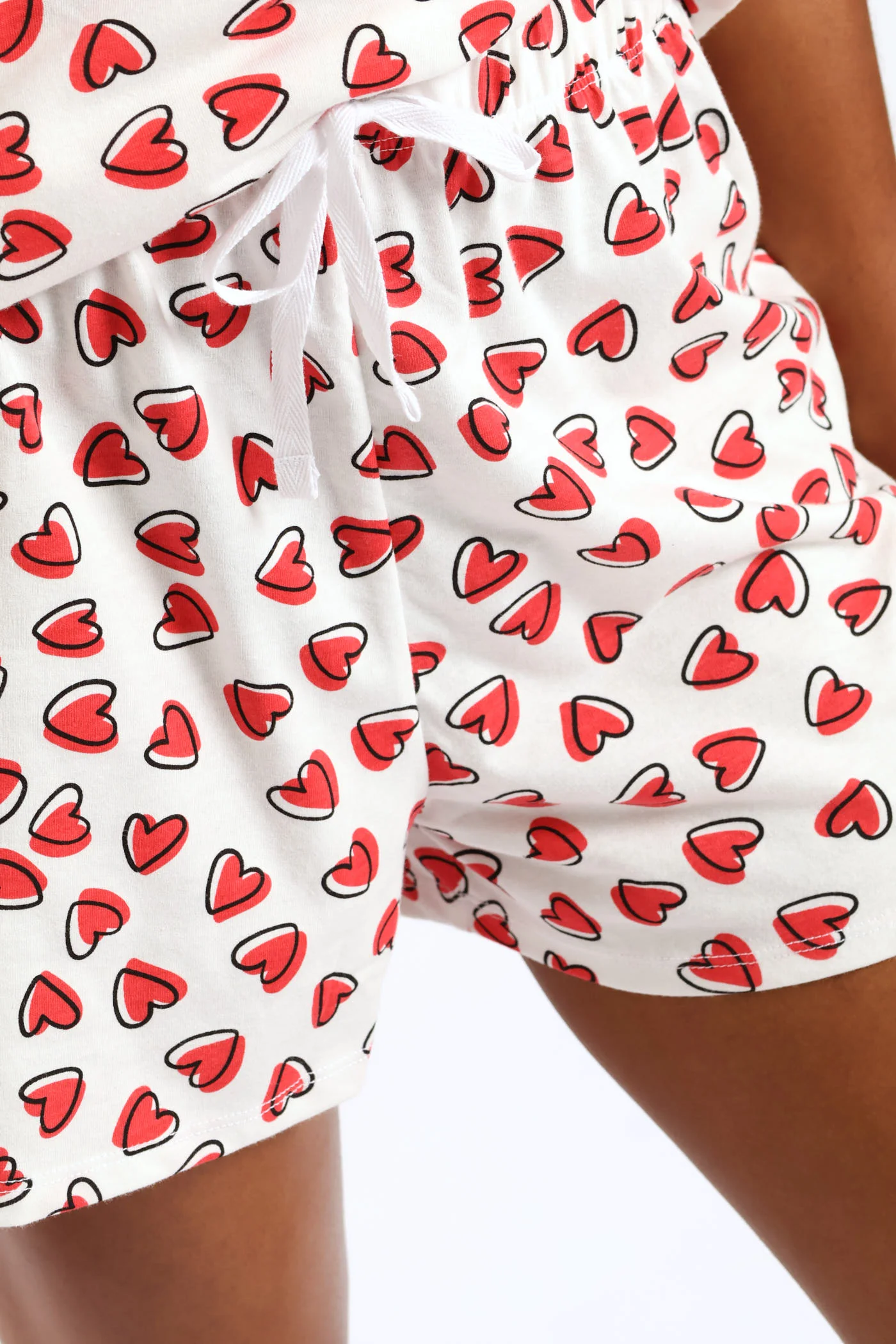 Hearts Knit Shorts - White/Red - Image 2