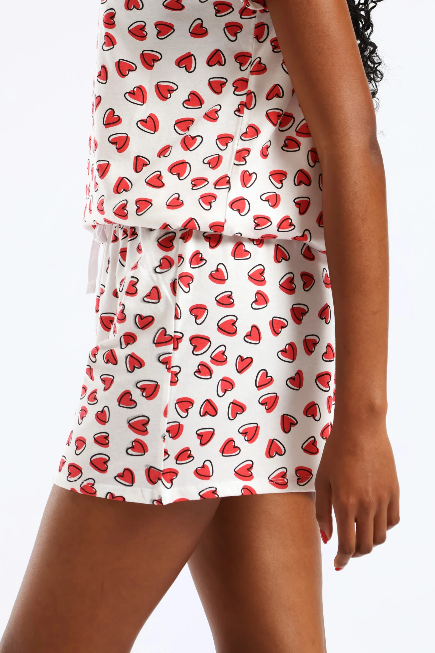 Hearts Knit Shorts - White/Red - Image 4