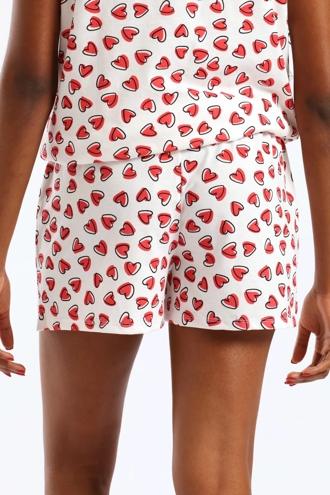 Hearts Knit Shorts - White/Red - Image 5