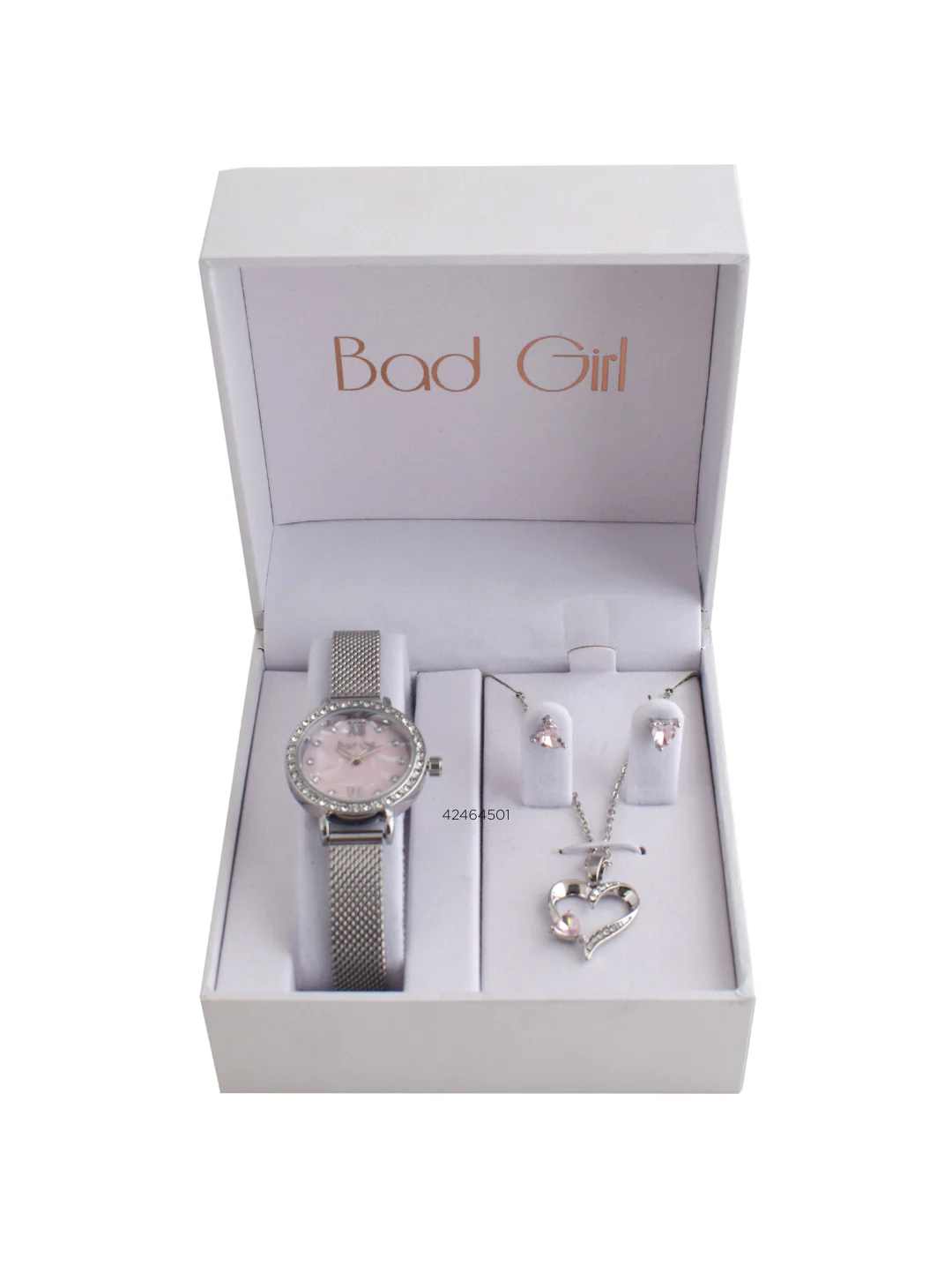 Hearts Mesh Watch & Jewellery Set - Silver - Image 2