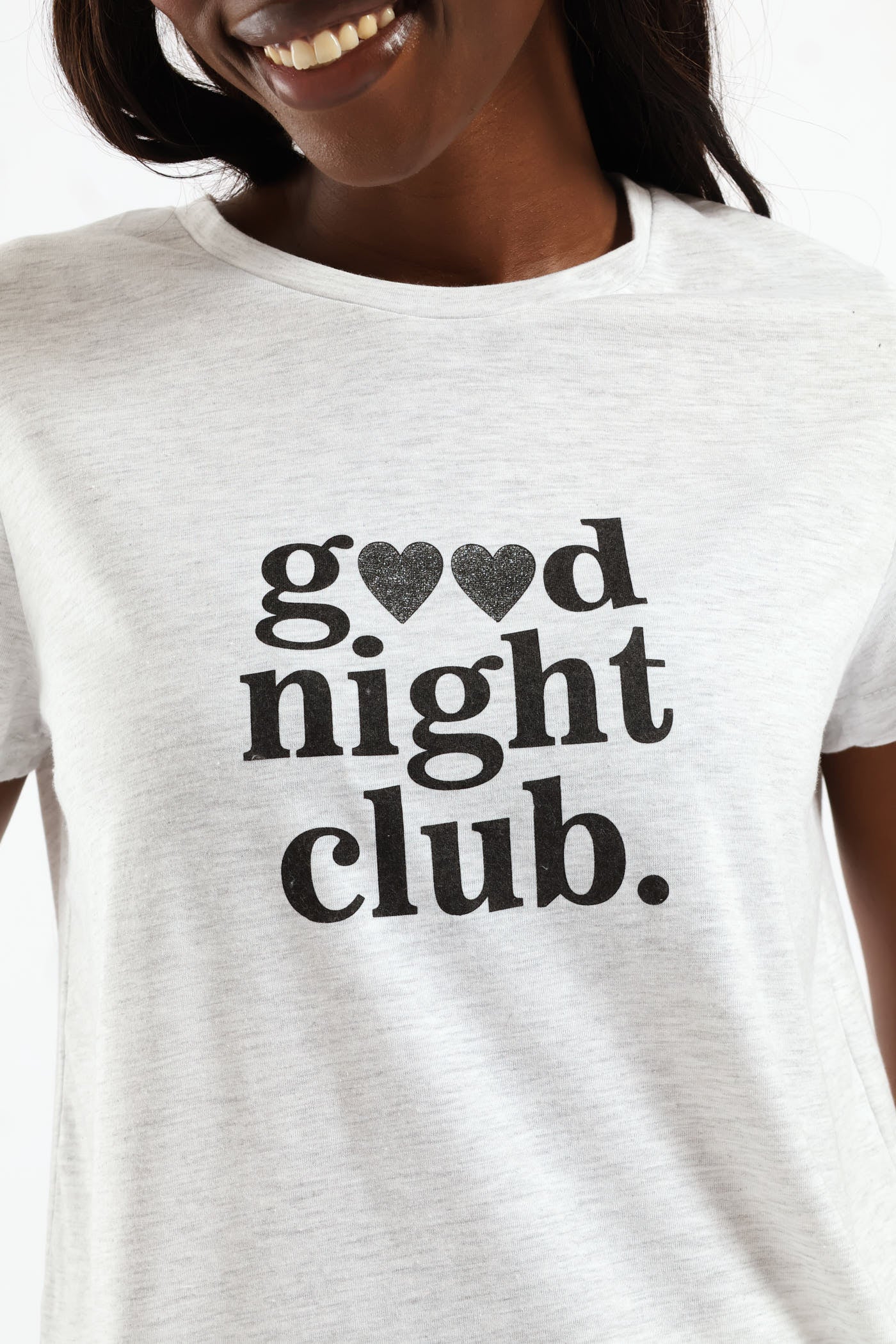 Hearts Short Sleeve & Capri Knit Sleep Set - Grey Melange - Image 2