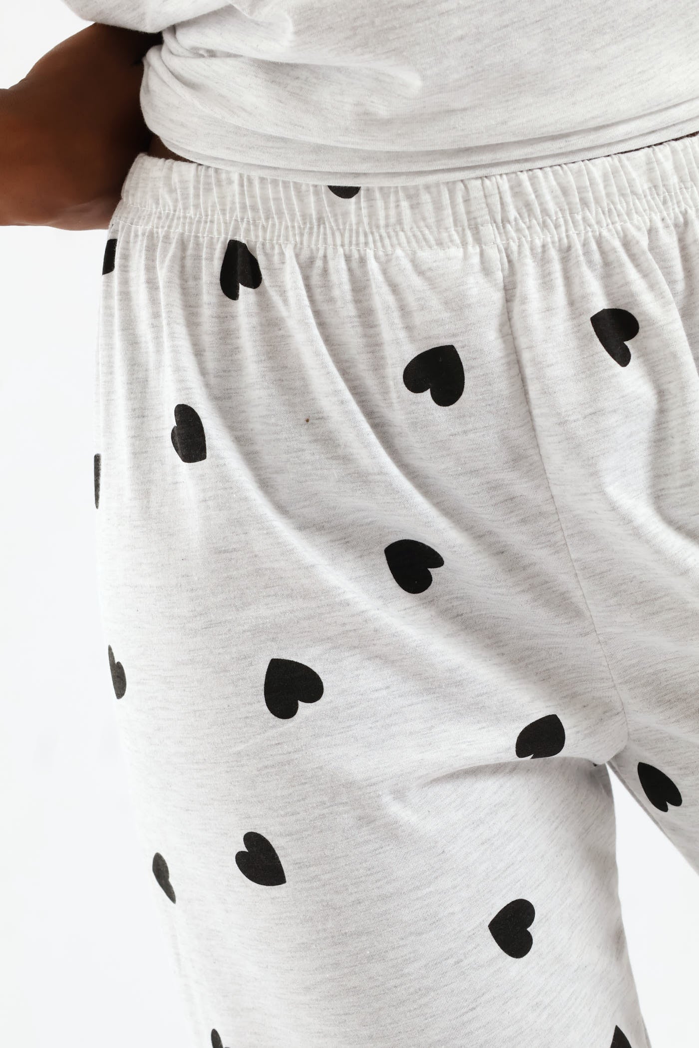 Hearts Short Sleeve & Capri Knit Sleep Set - Grey Melange - Image 4
