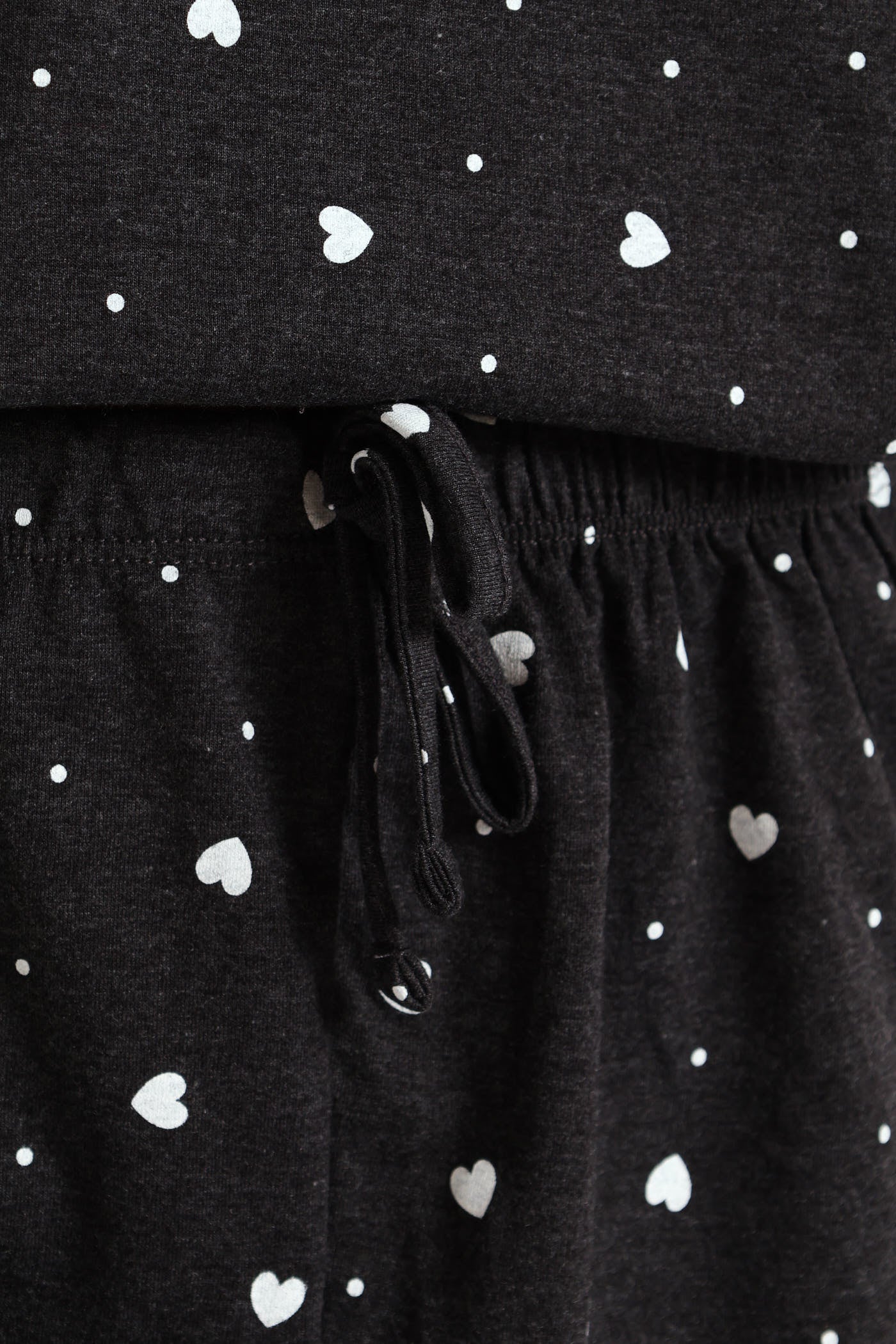 Hearts Tee & Short Knit Set - Charcoal Melange - Image 4