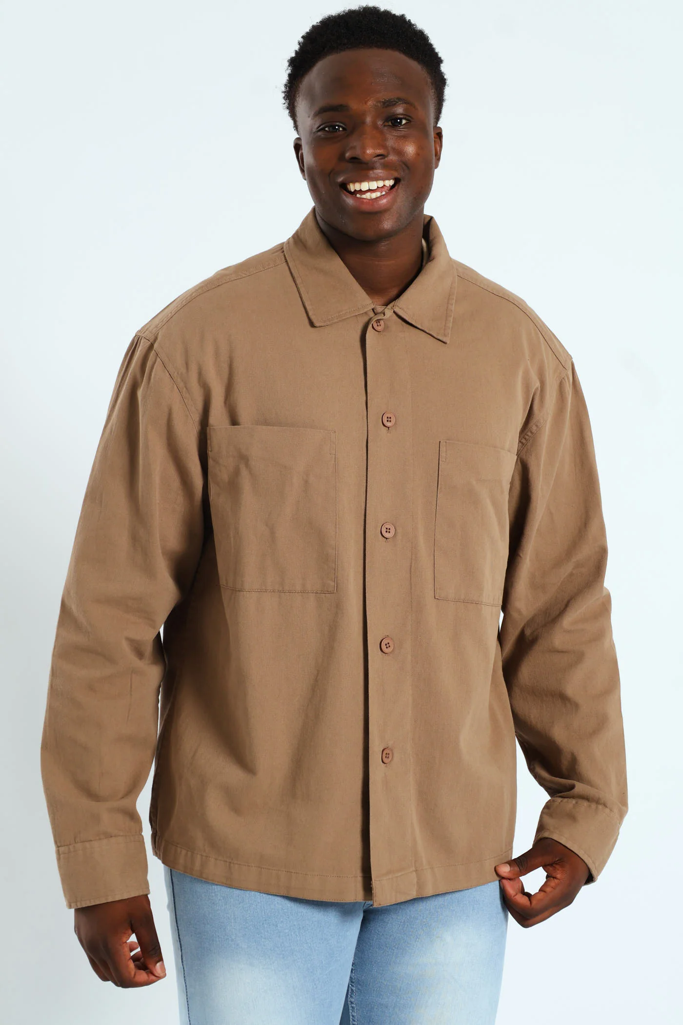 Heavy Wash Cotton Shirt - Taupe - Image 2