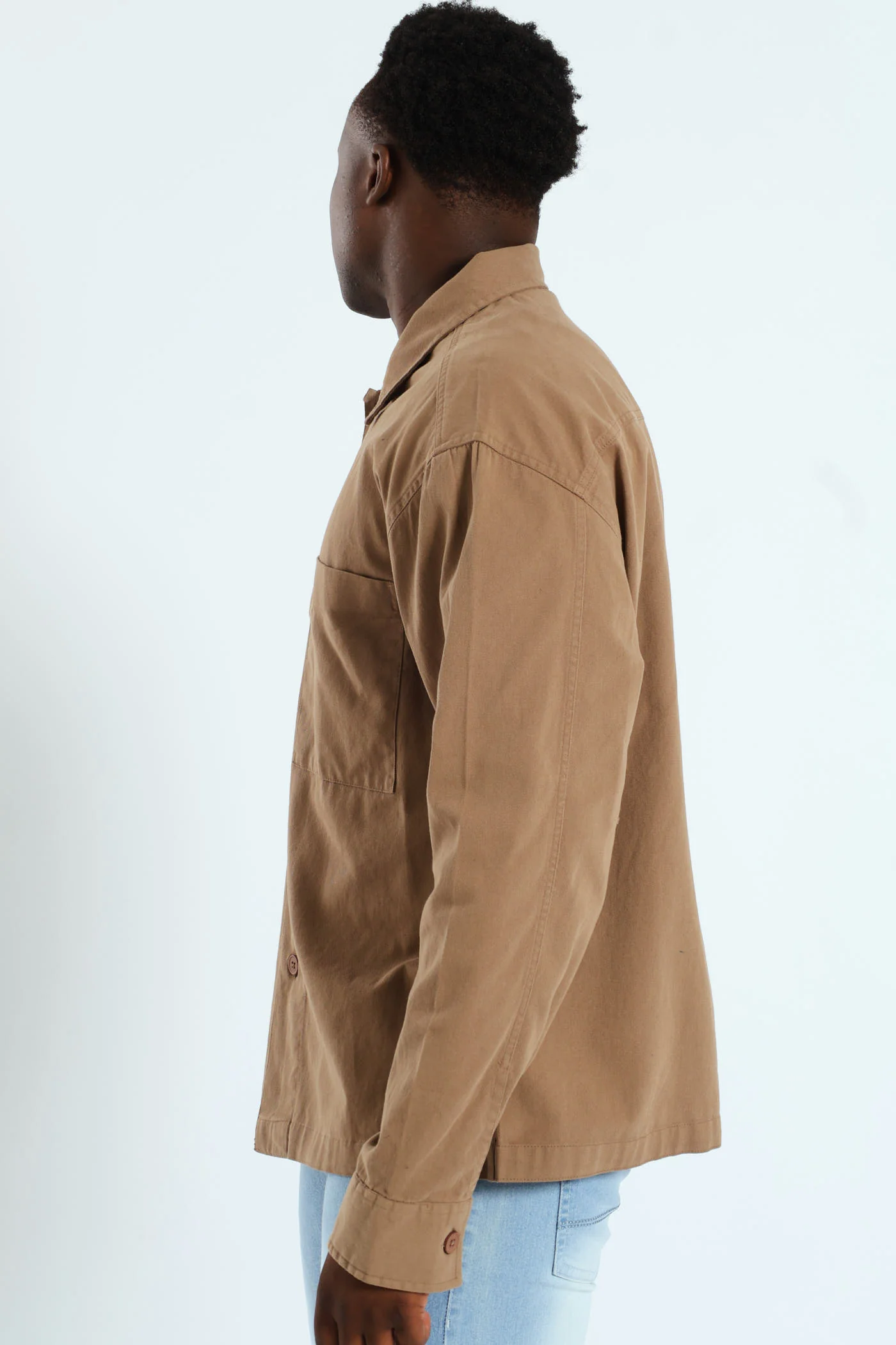 Heavy Wash Cotton Shirt - Taupe - Image 3