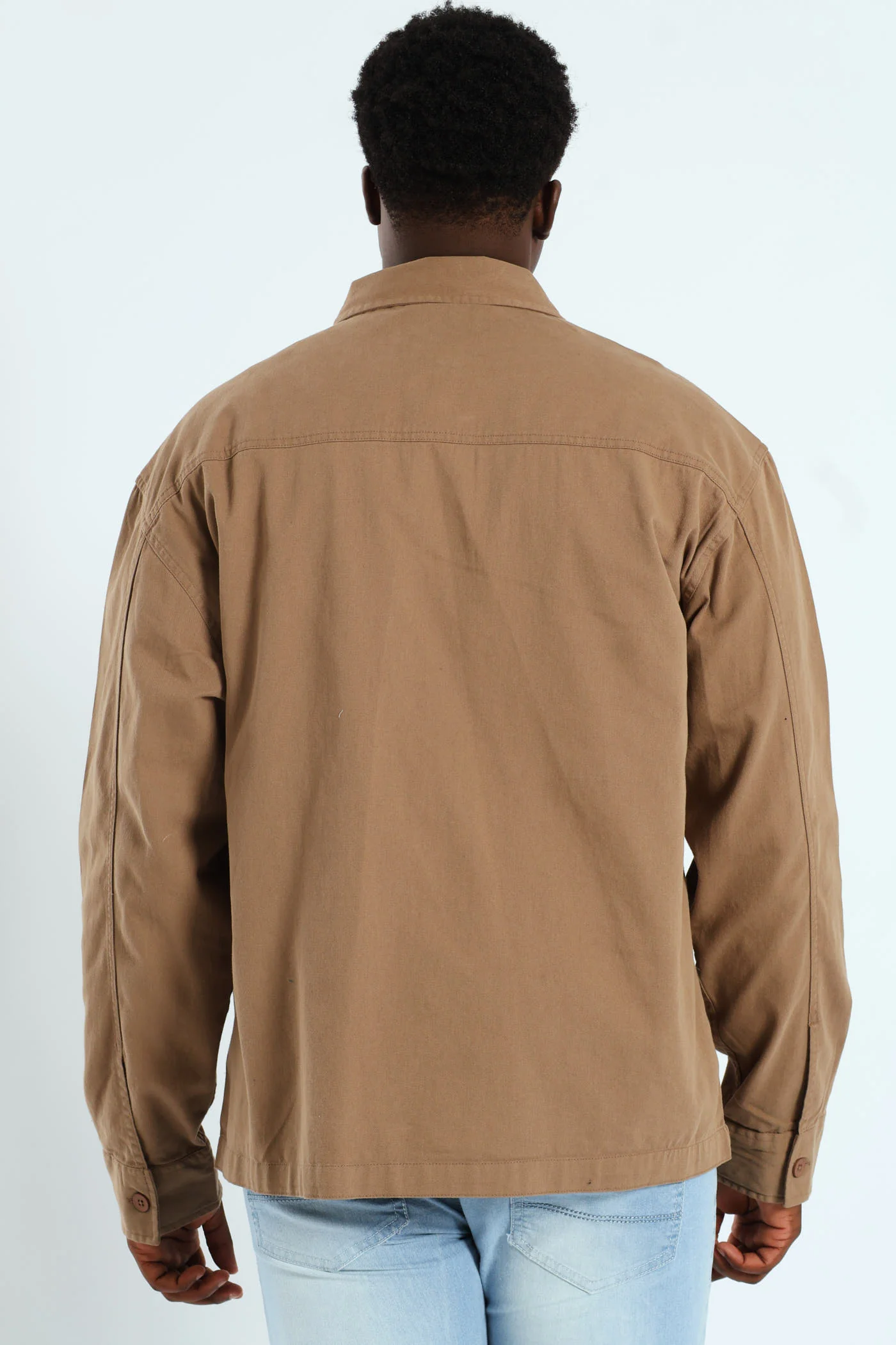 Heavy Wash Cotton Shirt - Taupe - Image 4