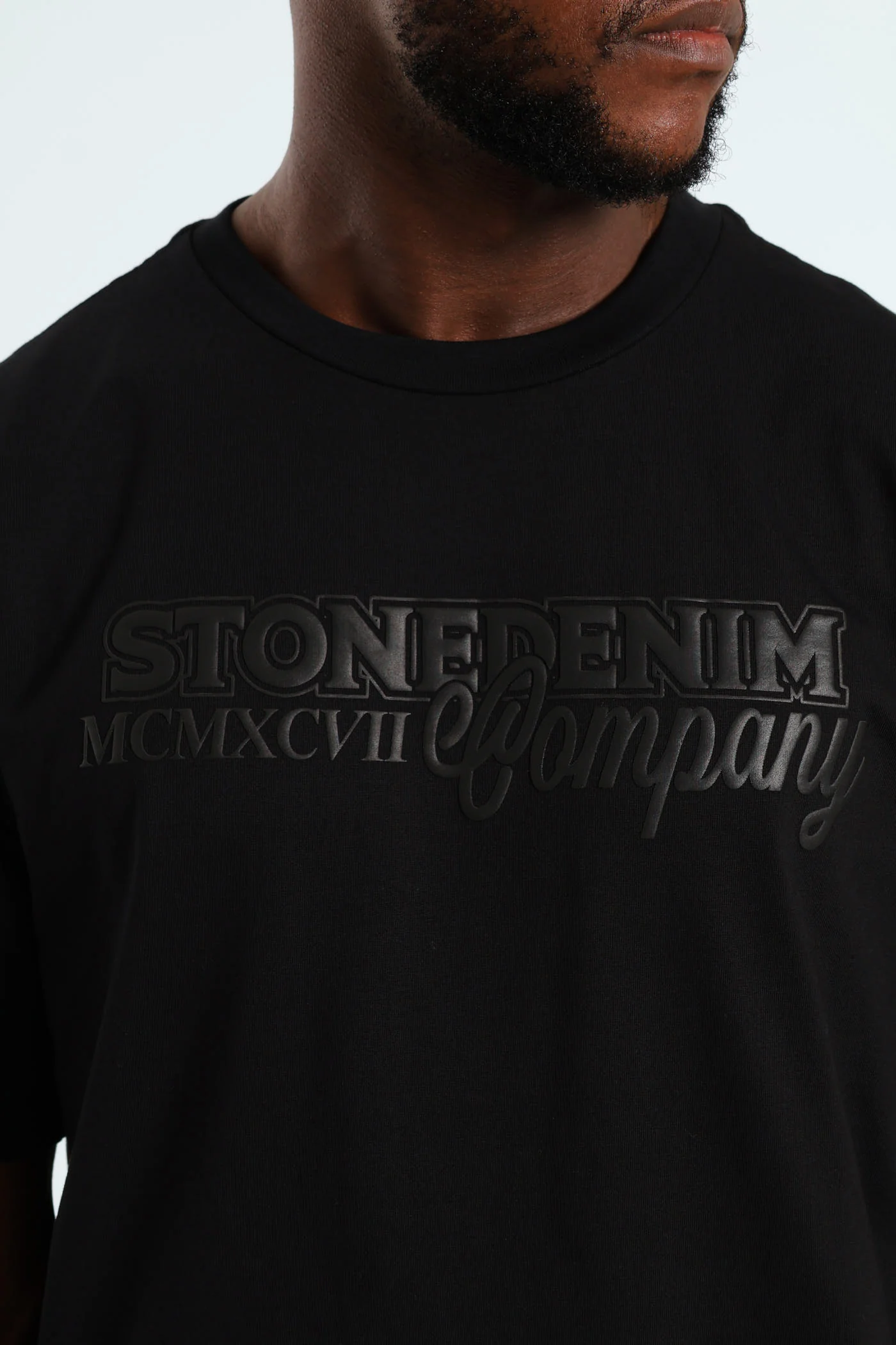 Heavyweight Stone Denim Co. Chest Print Tee - Black - Image 2
