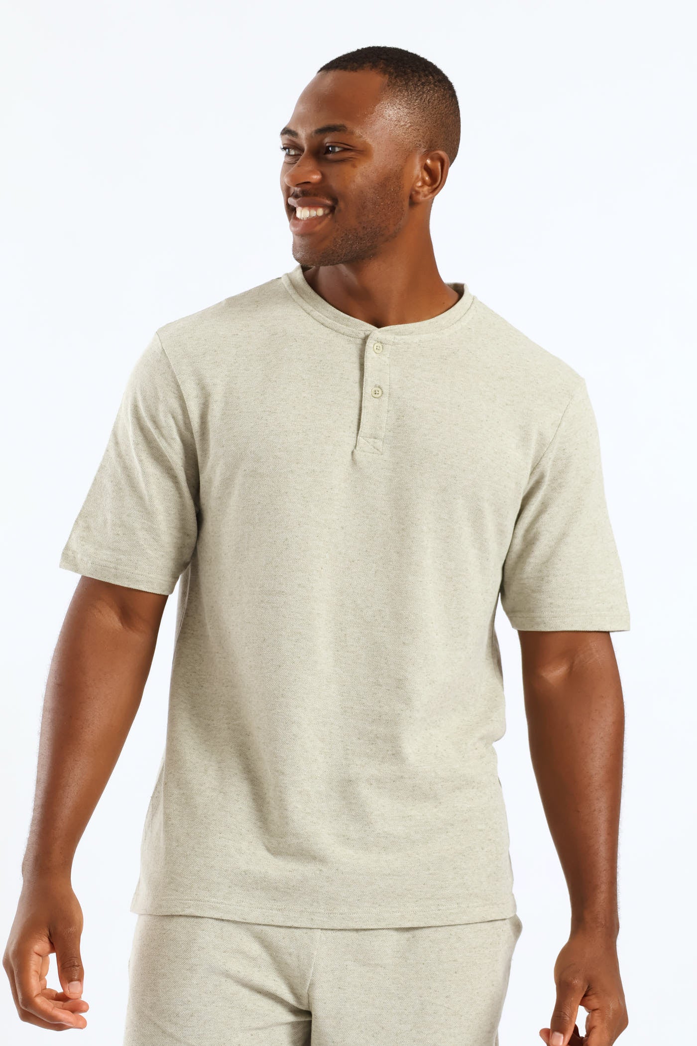 Henley Pyjama Top - Sage - Image 3