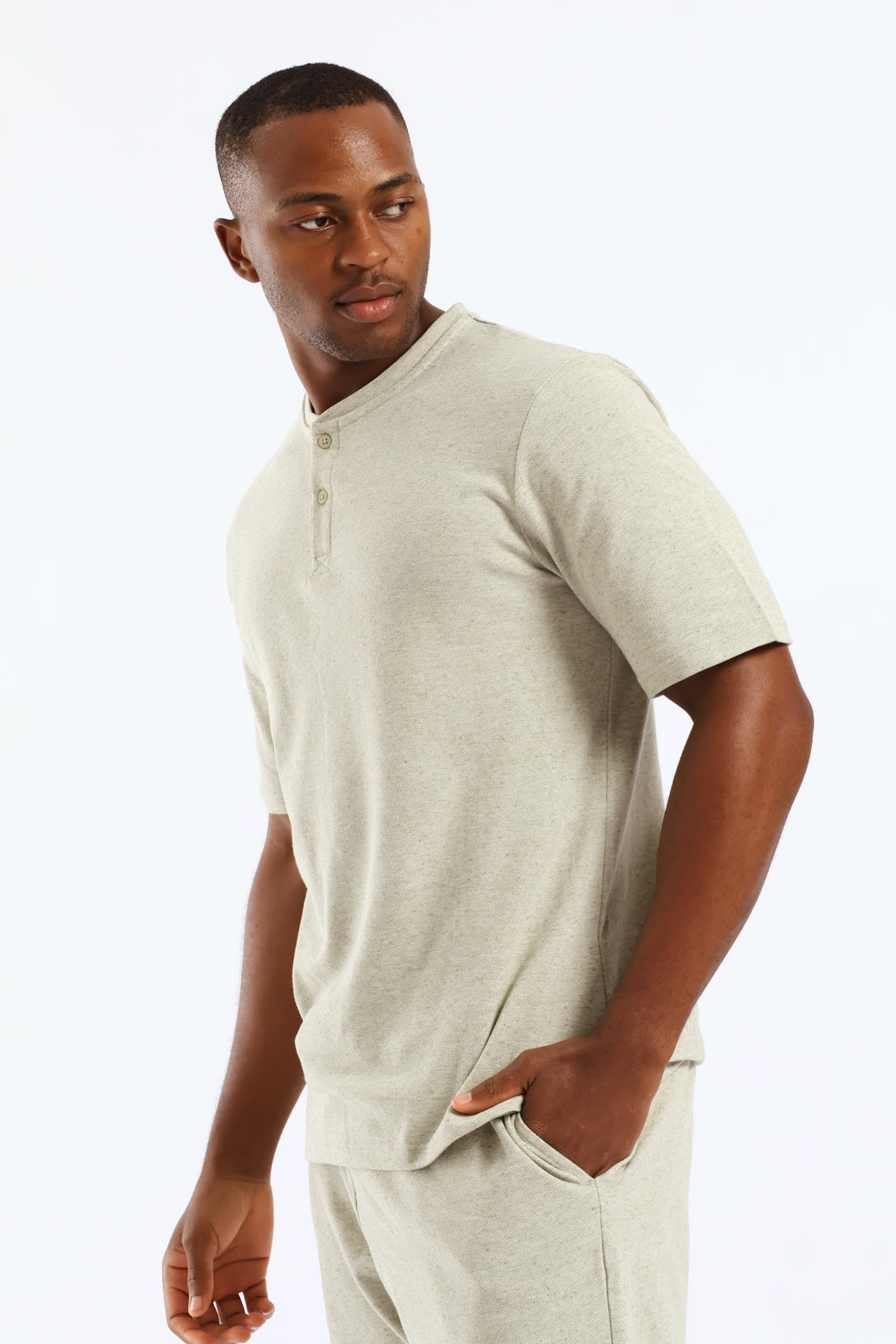 Henley Pyjama Top - Sage - Image 4