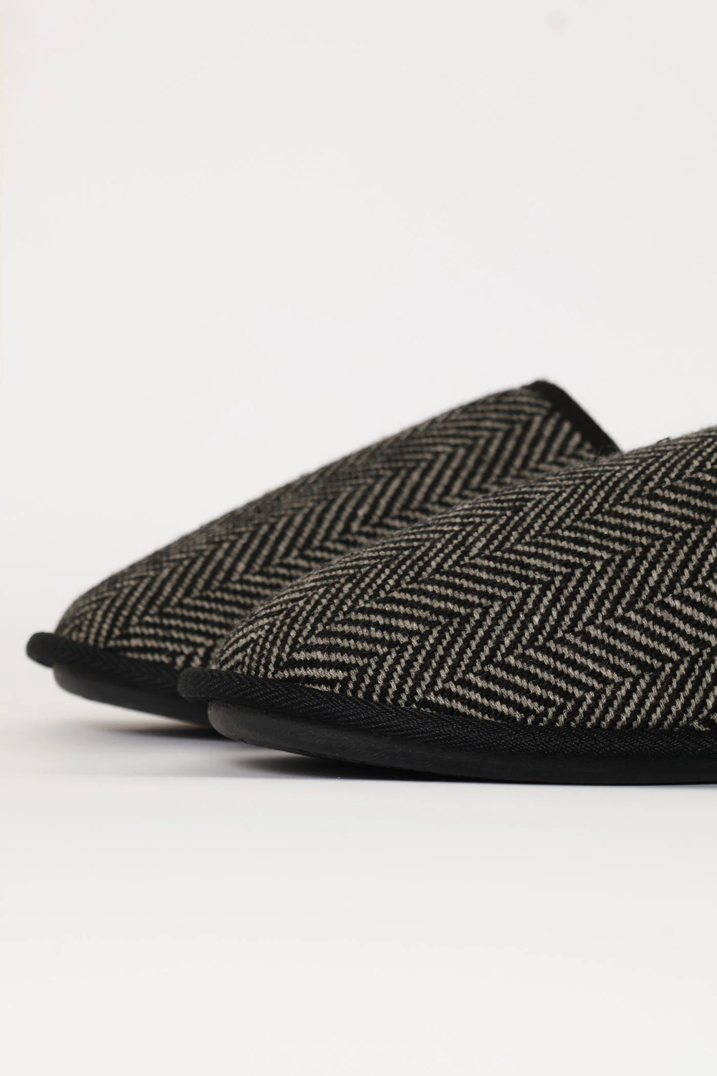 Herring Bone Upper Open Back Slipper - Black - Image 2