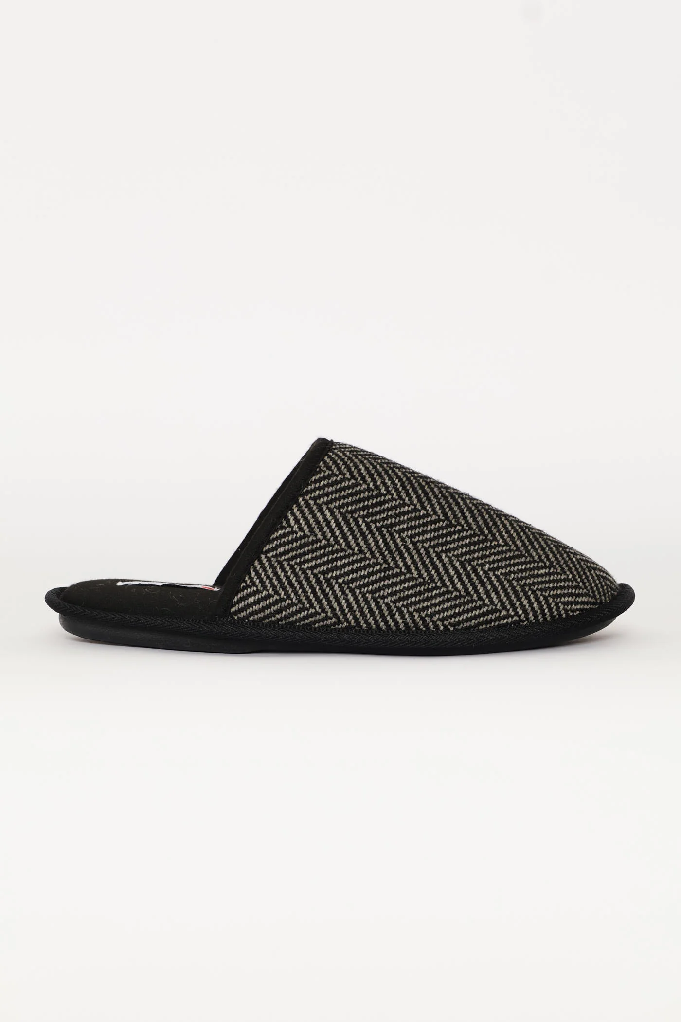 Herring Bone Upper Open Back Slipper - Black - Image 3