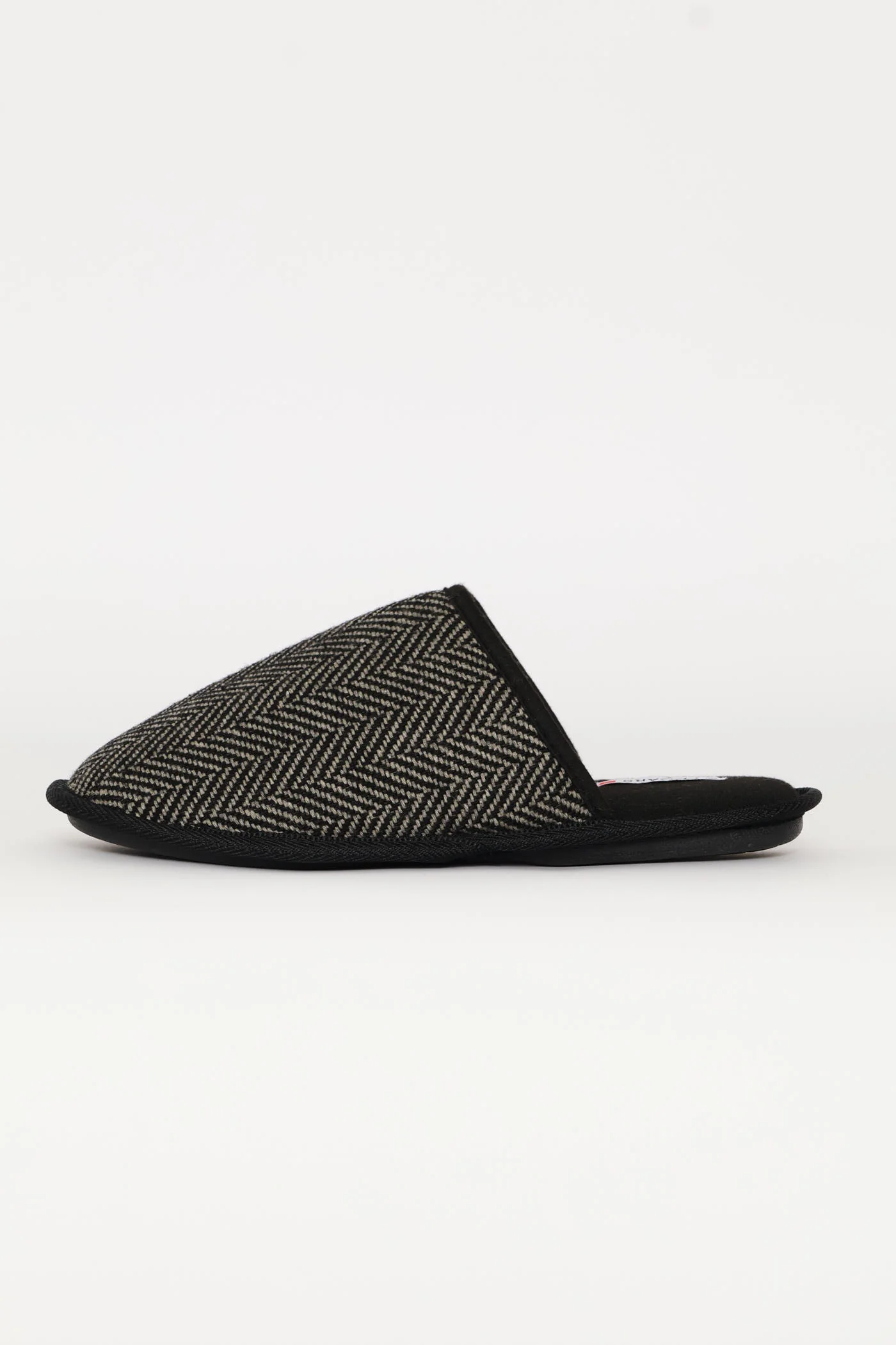 Herring Bone Upper Open Back Slipper - Black - Image 4