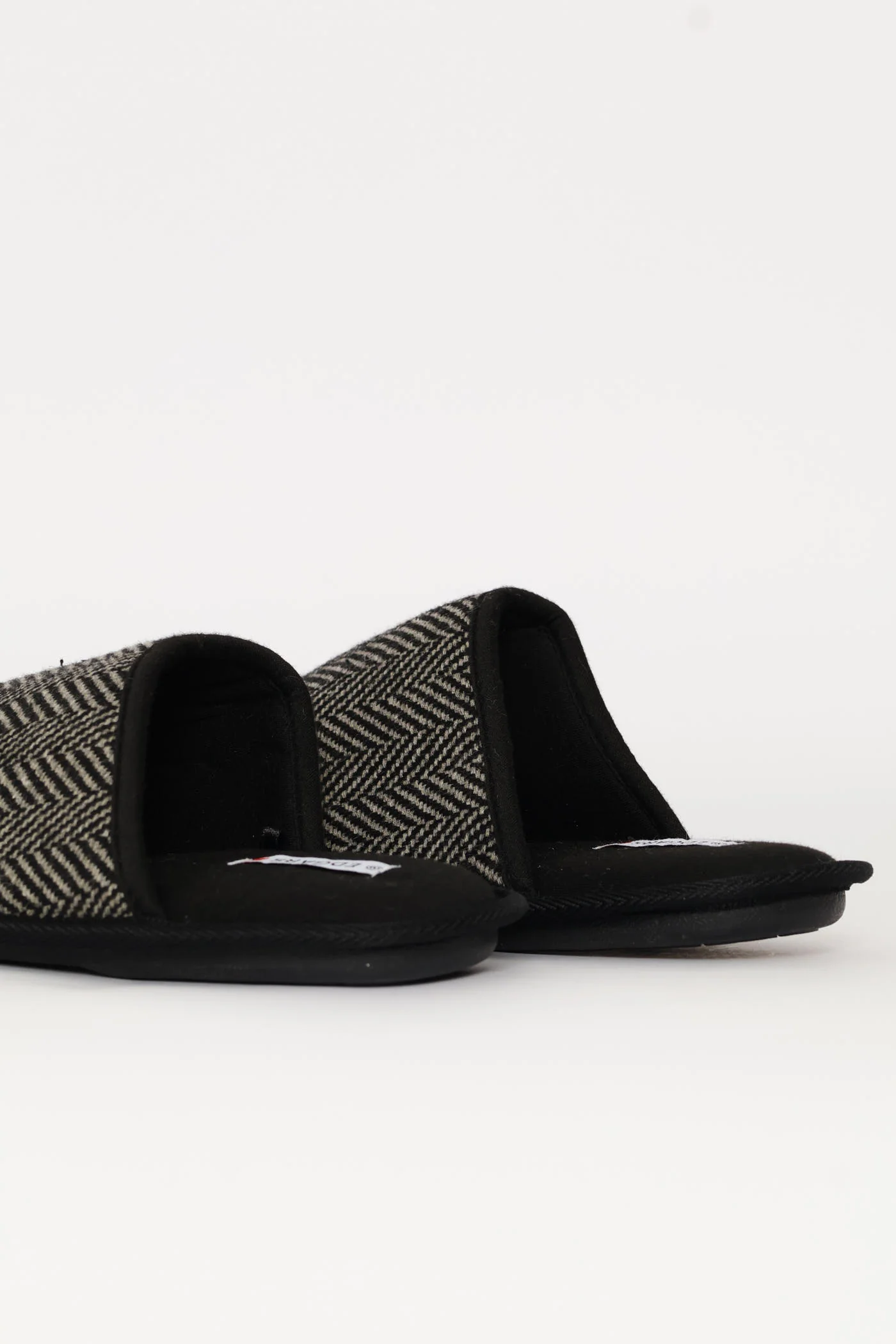 Herring Bone Upper Open Back Slipper - Black - Image 5